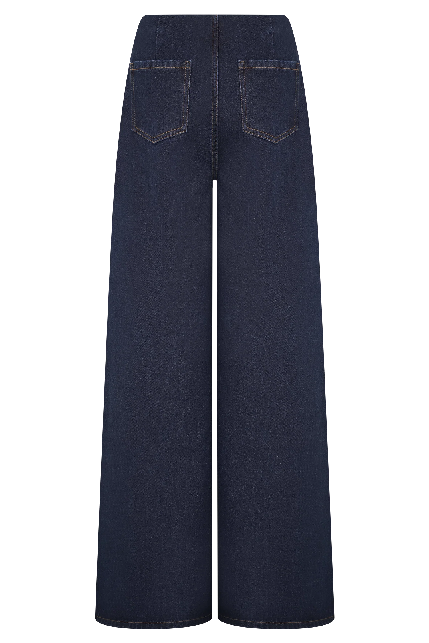 Miranda Faux Suede Belted Denim Wide Leg Jeans - Indigo Blue - Image 8