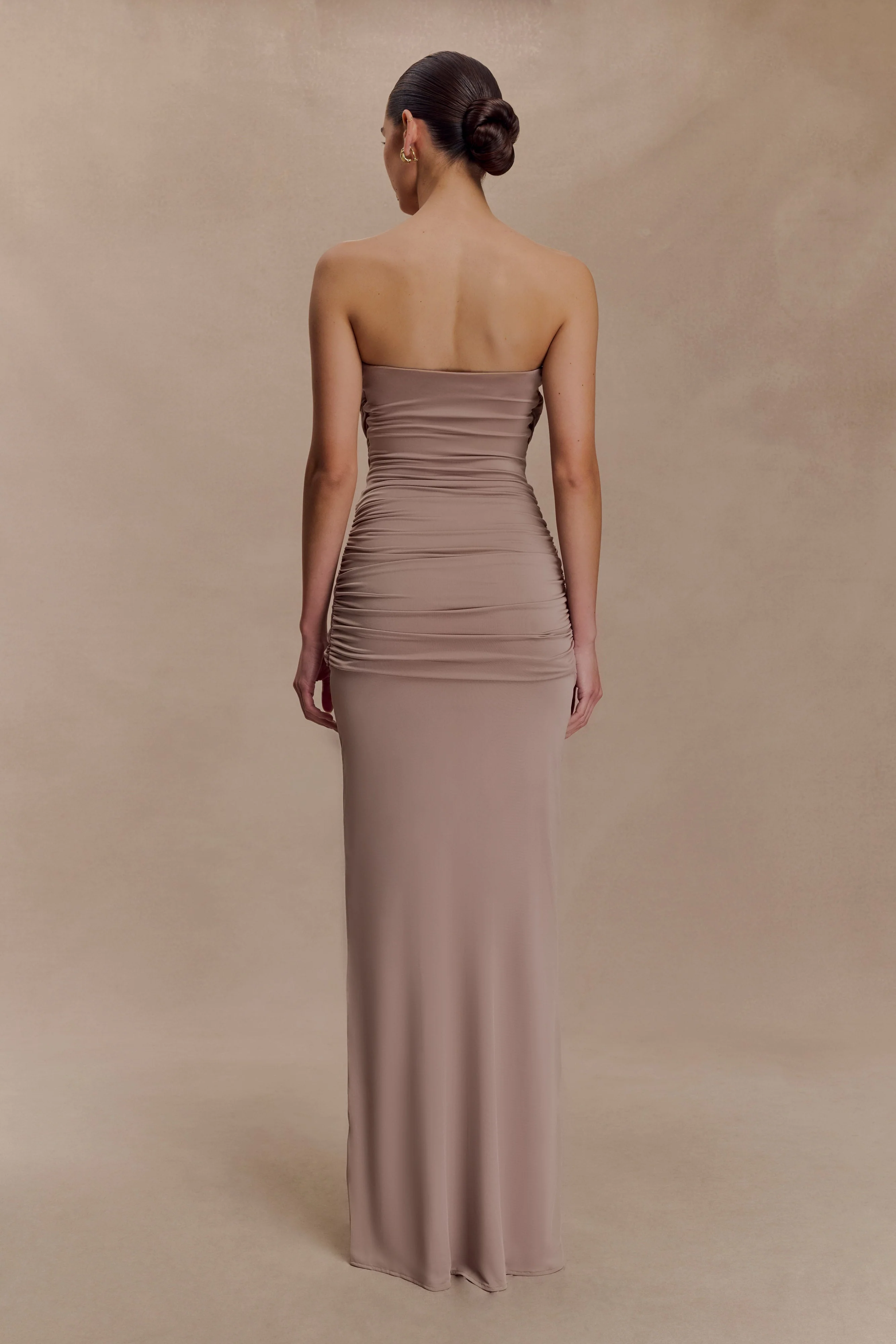 Mirren Strapless Slinky Maxi Dress - Bronze - Image 2