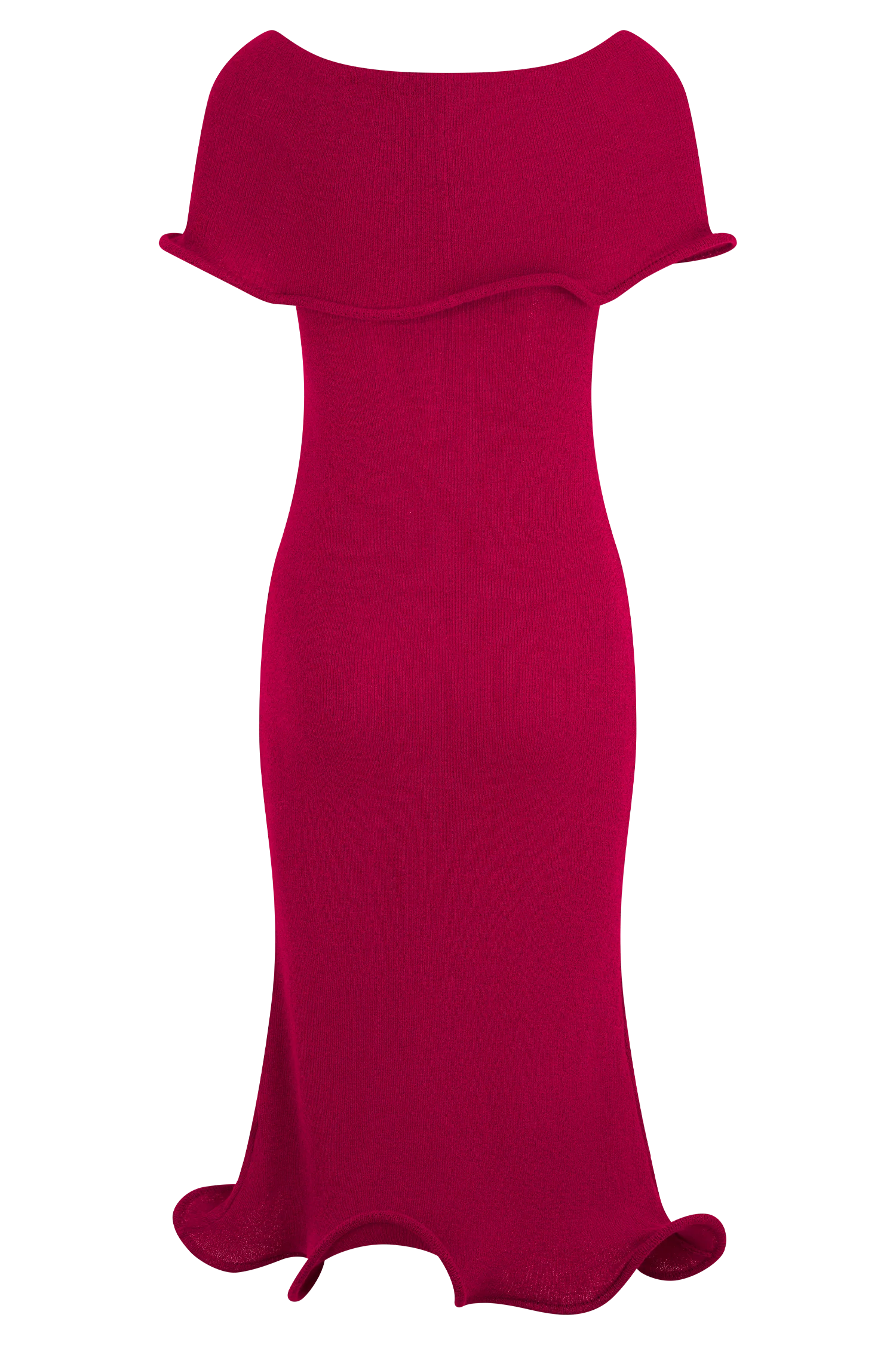Molly Off Shoulder Knit Midi Dress - Raspberry - Image 6