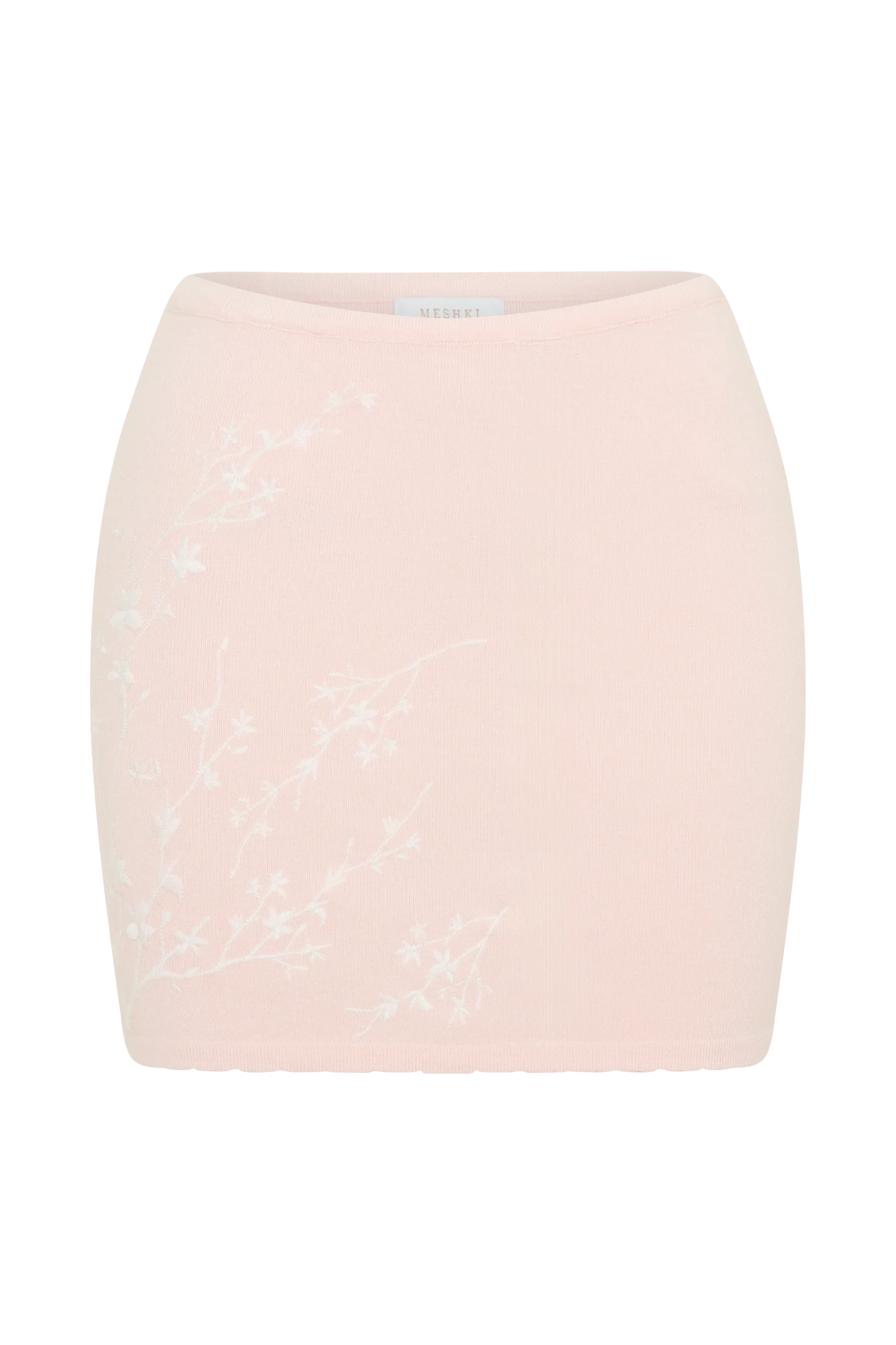 Monroe Embroidered Knit Mini Skirt - Baby Pink And Ivory - Image 9