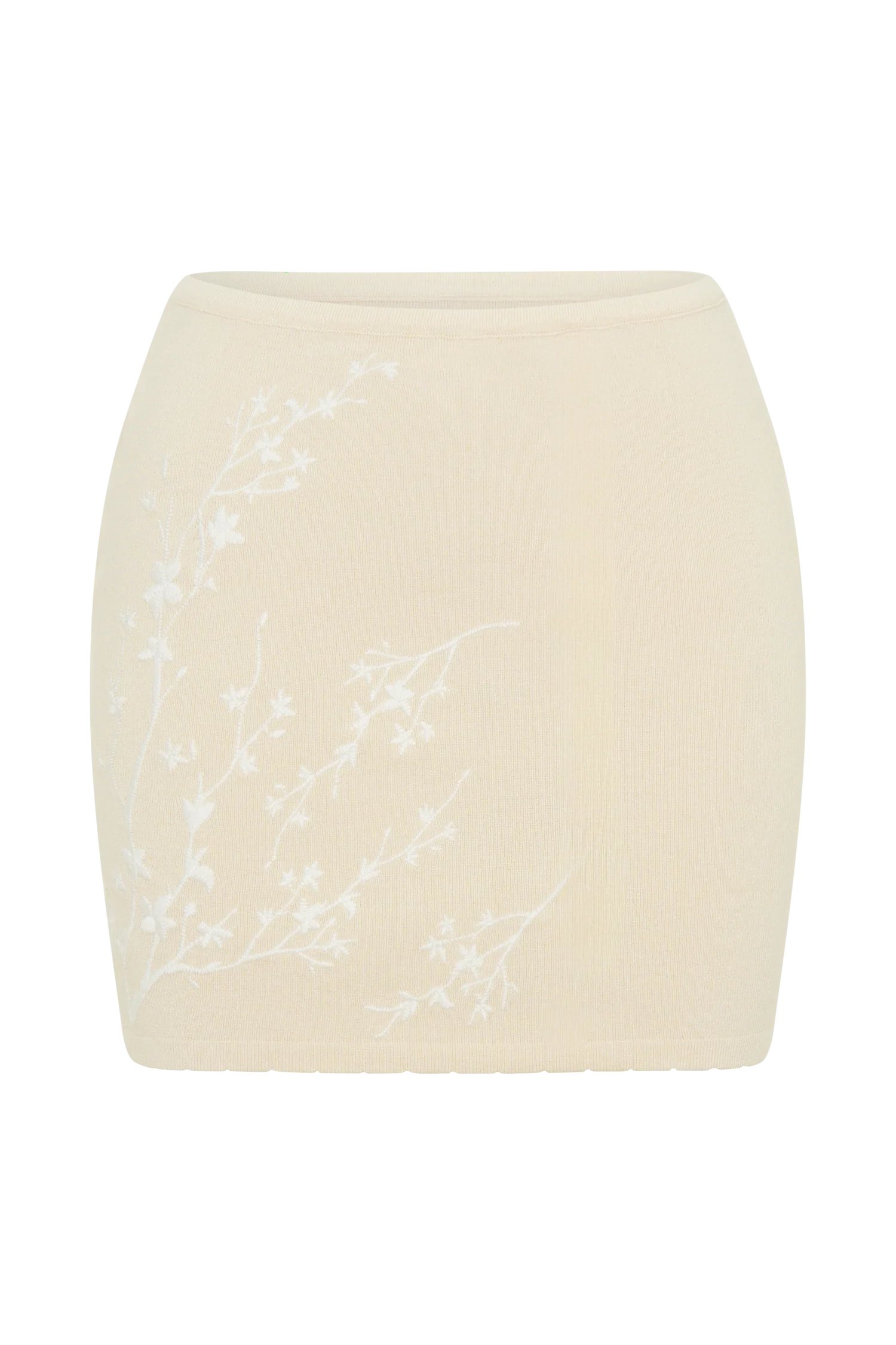 Monroe Embroidered Knit Mini Skirt - Cream And Ivory - Image 9