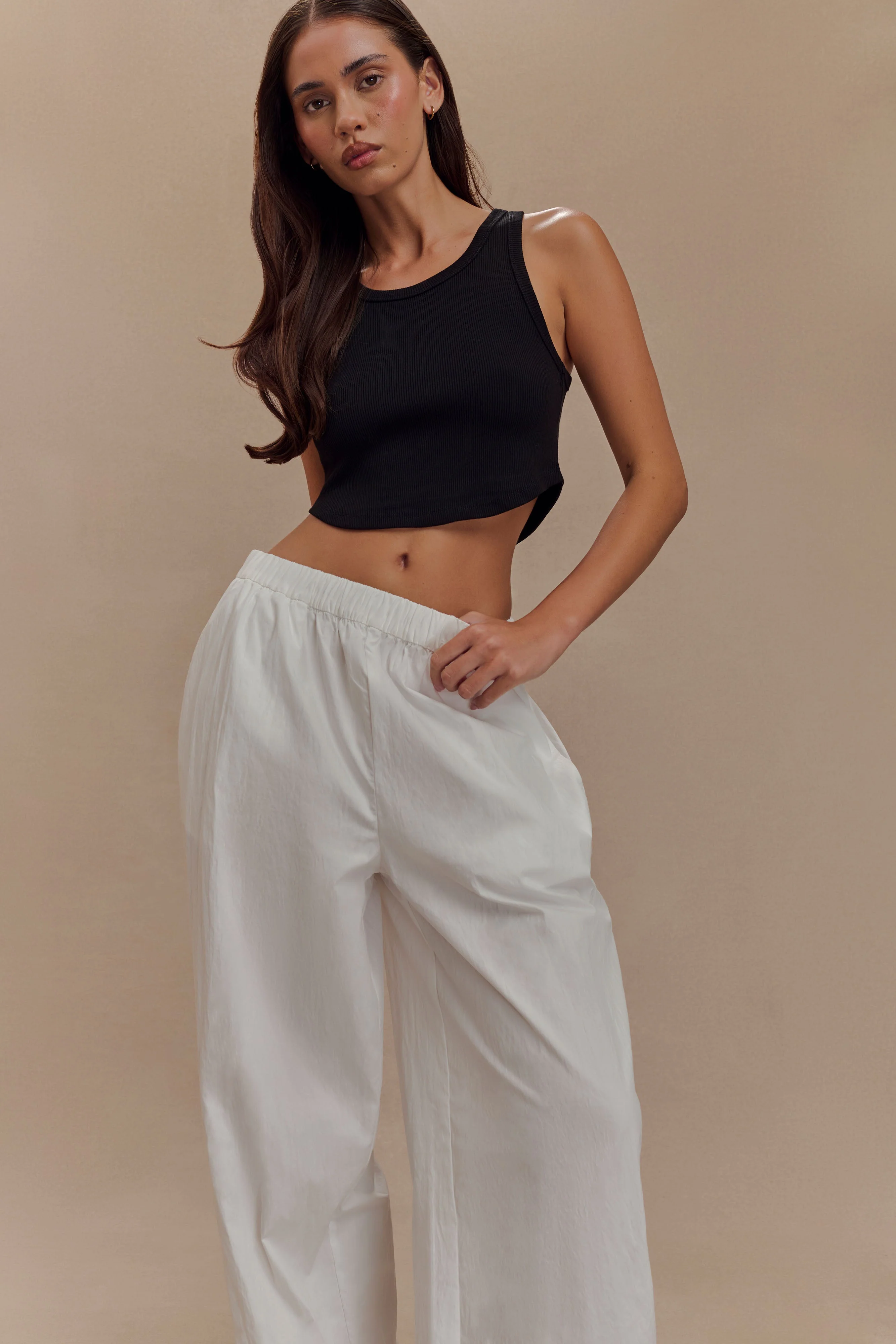 Morgana Ribbed Tank Top - Black - Image 4