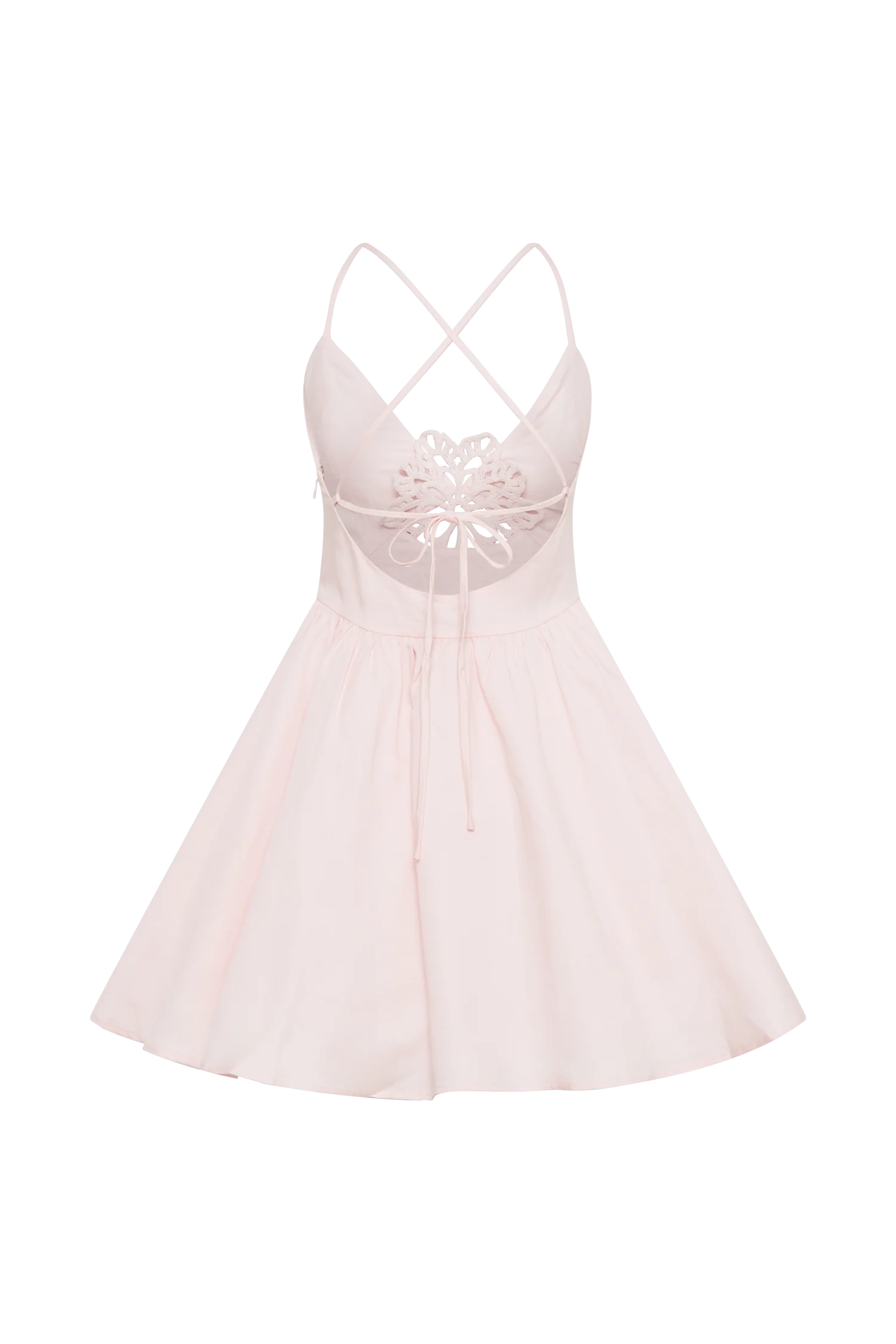 Muriel Cotton Mini Dress With Crochet - Powder Pink - Image 9