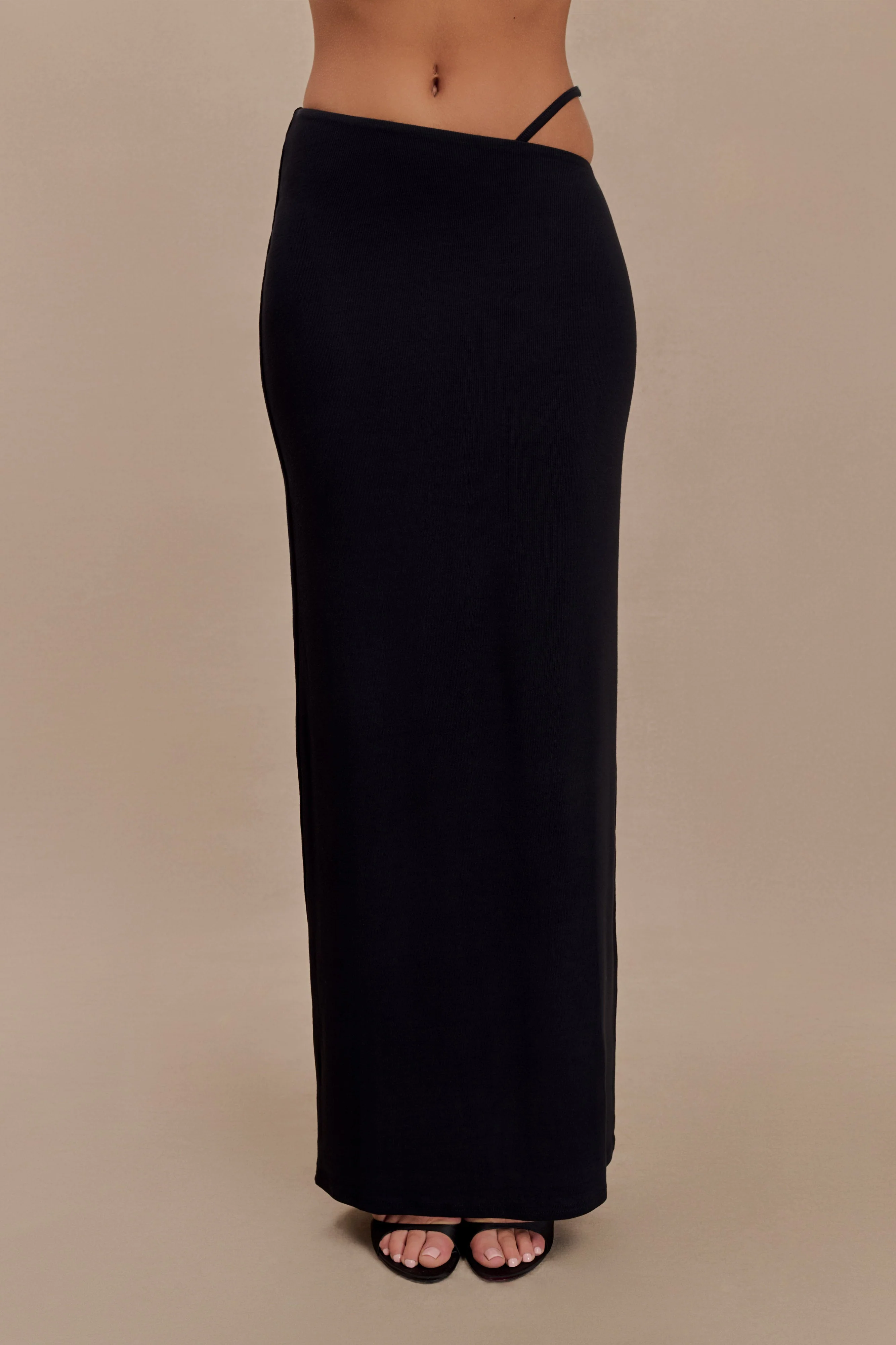 Natalia Modal Buckle Maxi Skirt - Black - Image 2