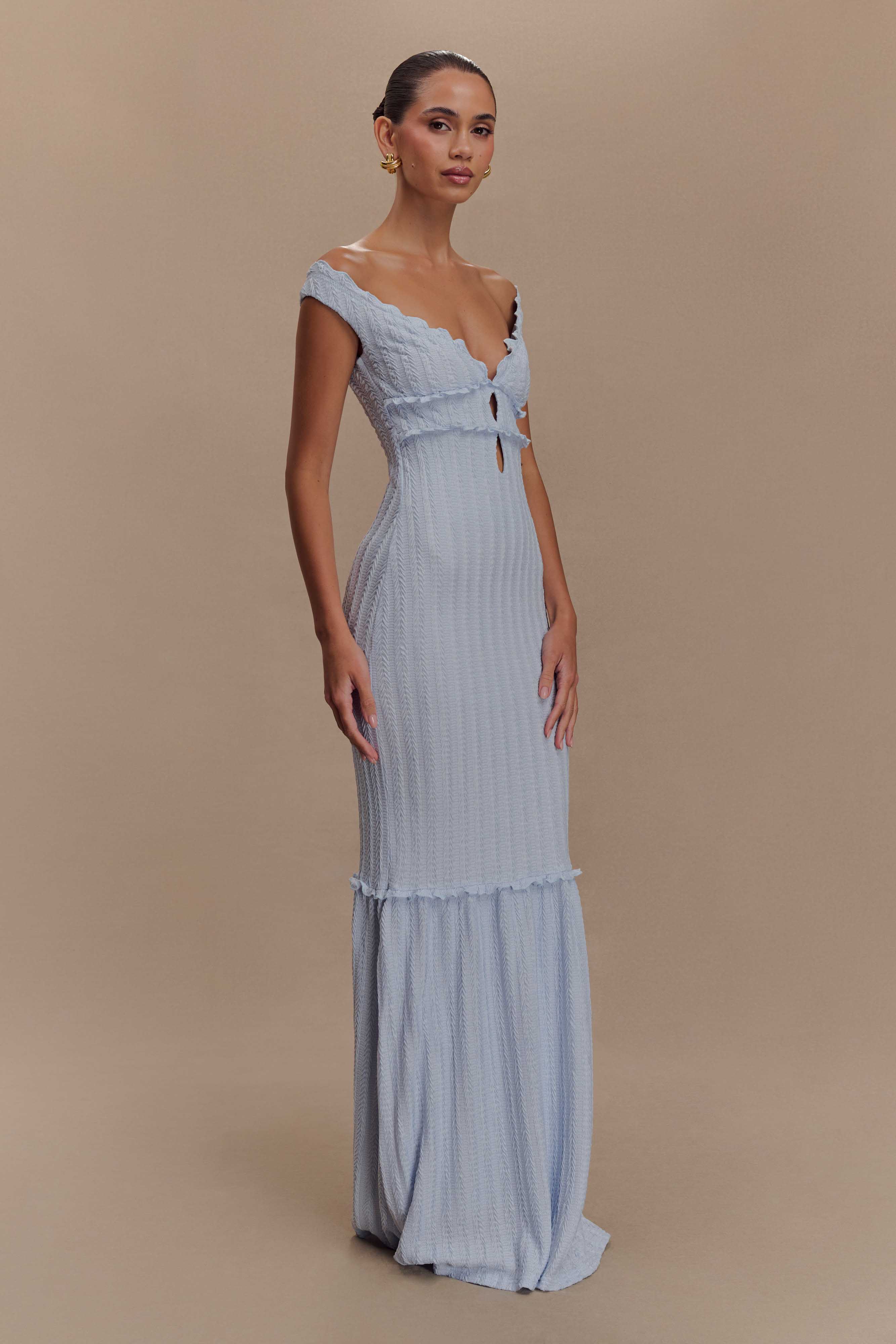 Natalie Off Shoulder Maxi Dress - Sky Blue - Image 4
