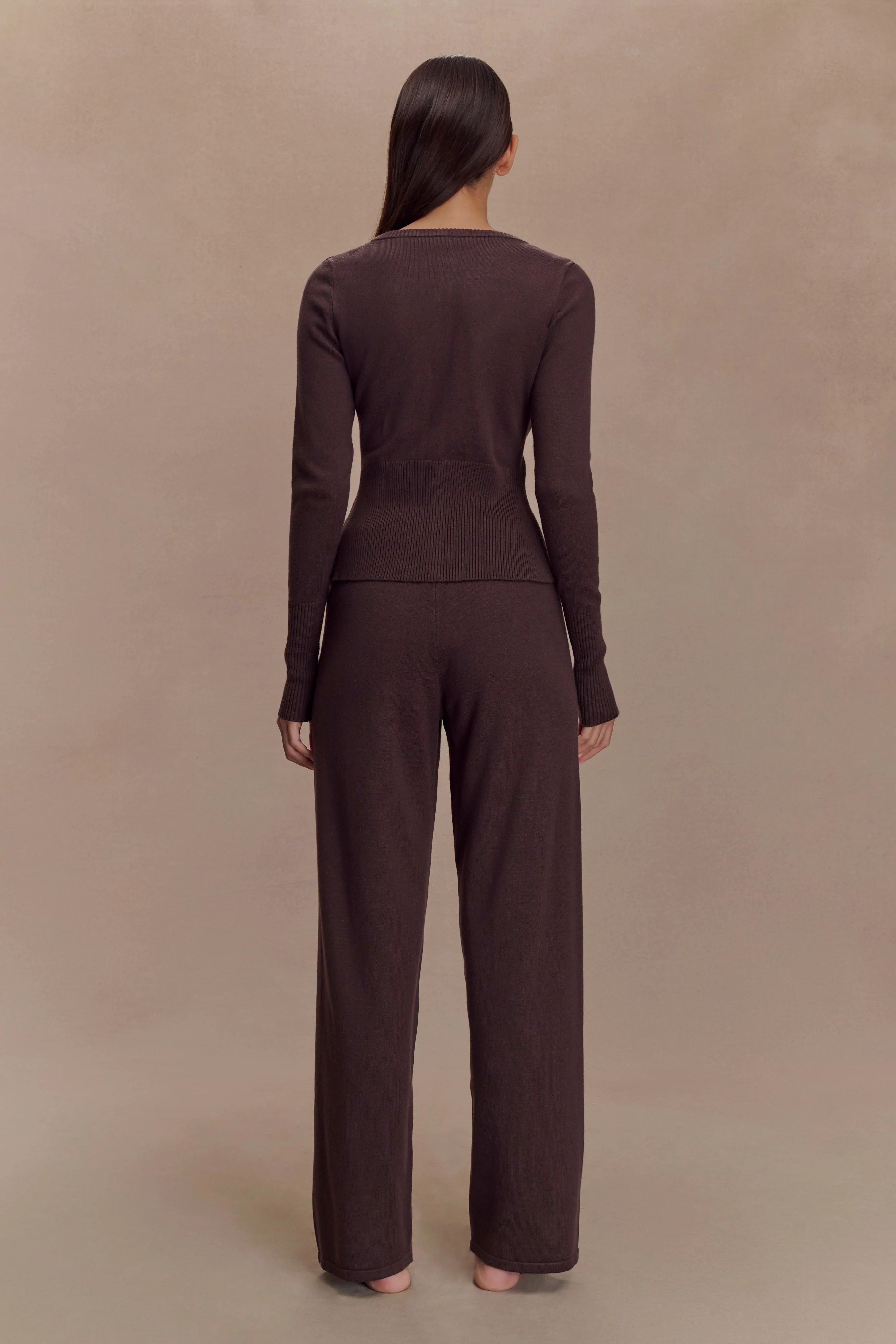 Natalya Knit Wide Leg Pants - Dark Chocolate - Image 5