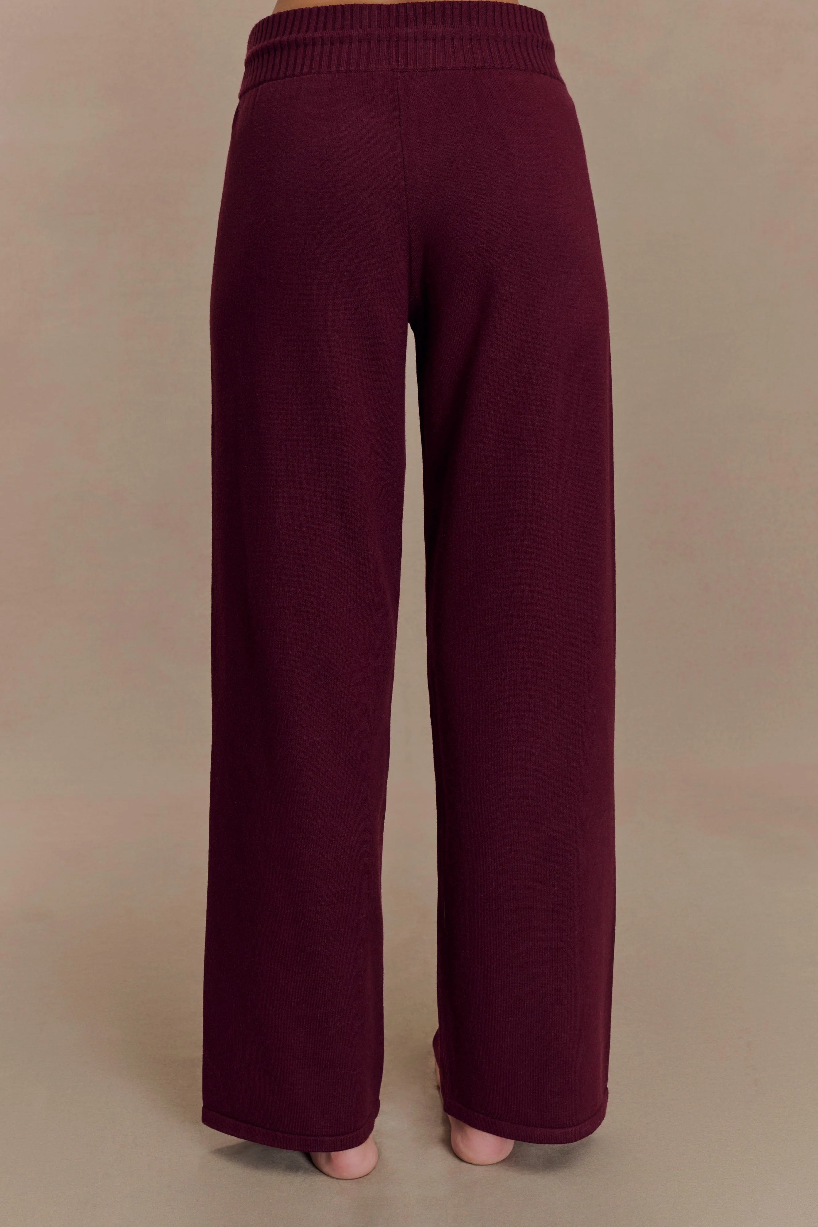 Natalya Knit Wide Leg Pants - Merlot - Image 2