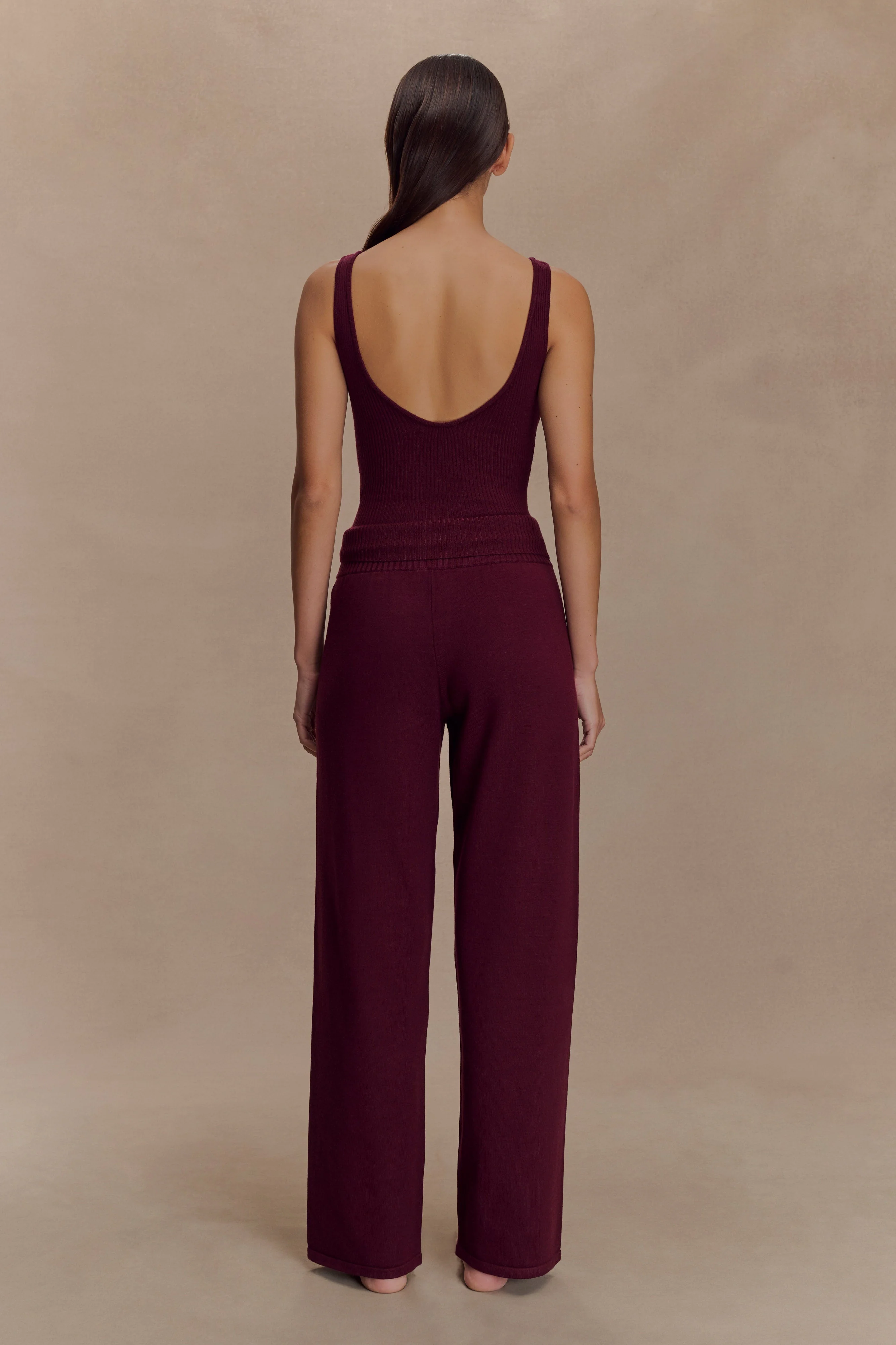 Natalya Knit Wide Leg Pants - Merlot - Image 5