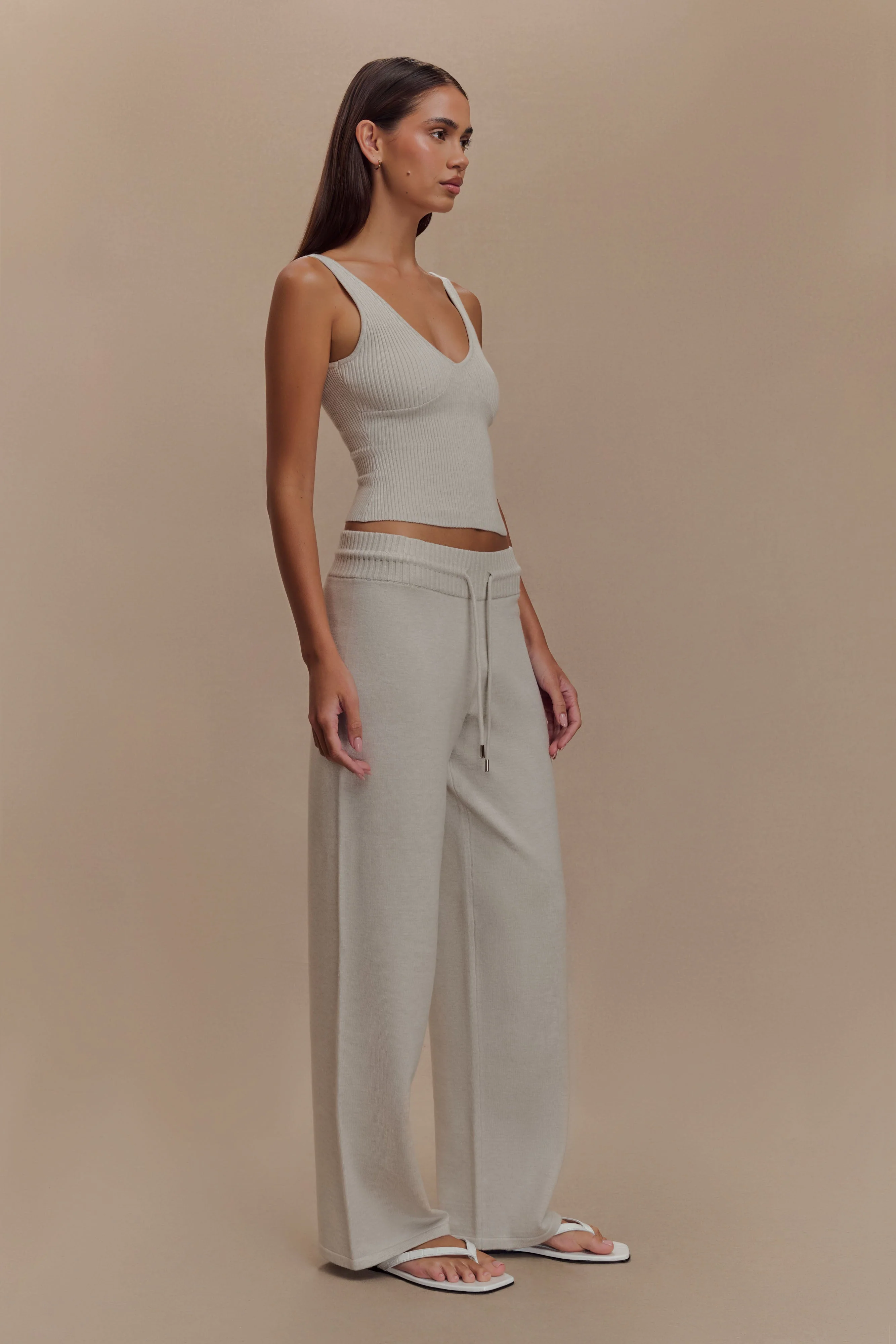 Natalya Ribbed Knit Cami Top - Heather Grey Marle - Image 5