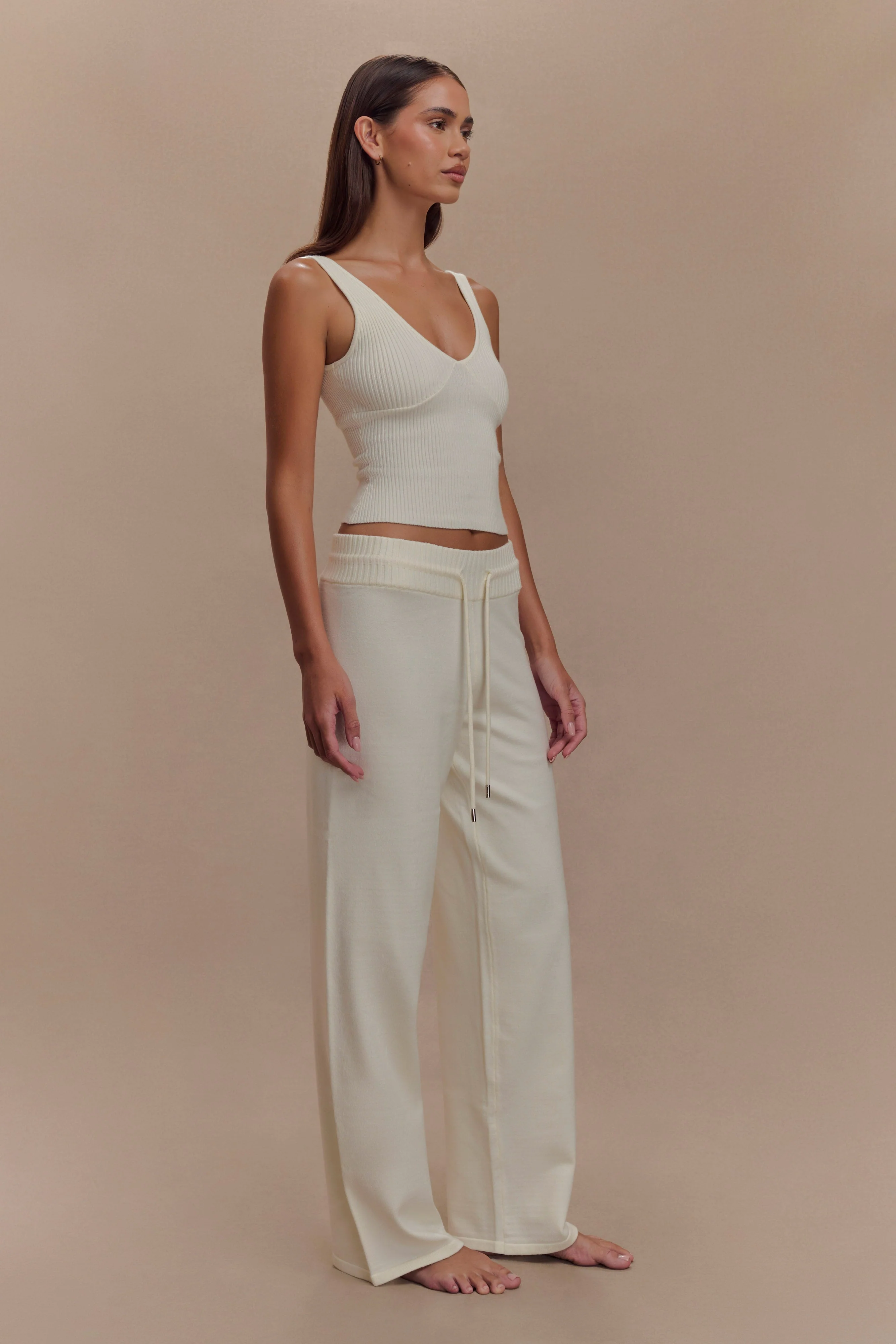 Natalya Ribbed Knit Cami Top - Ivory - Image 4