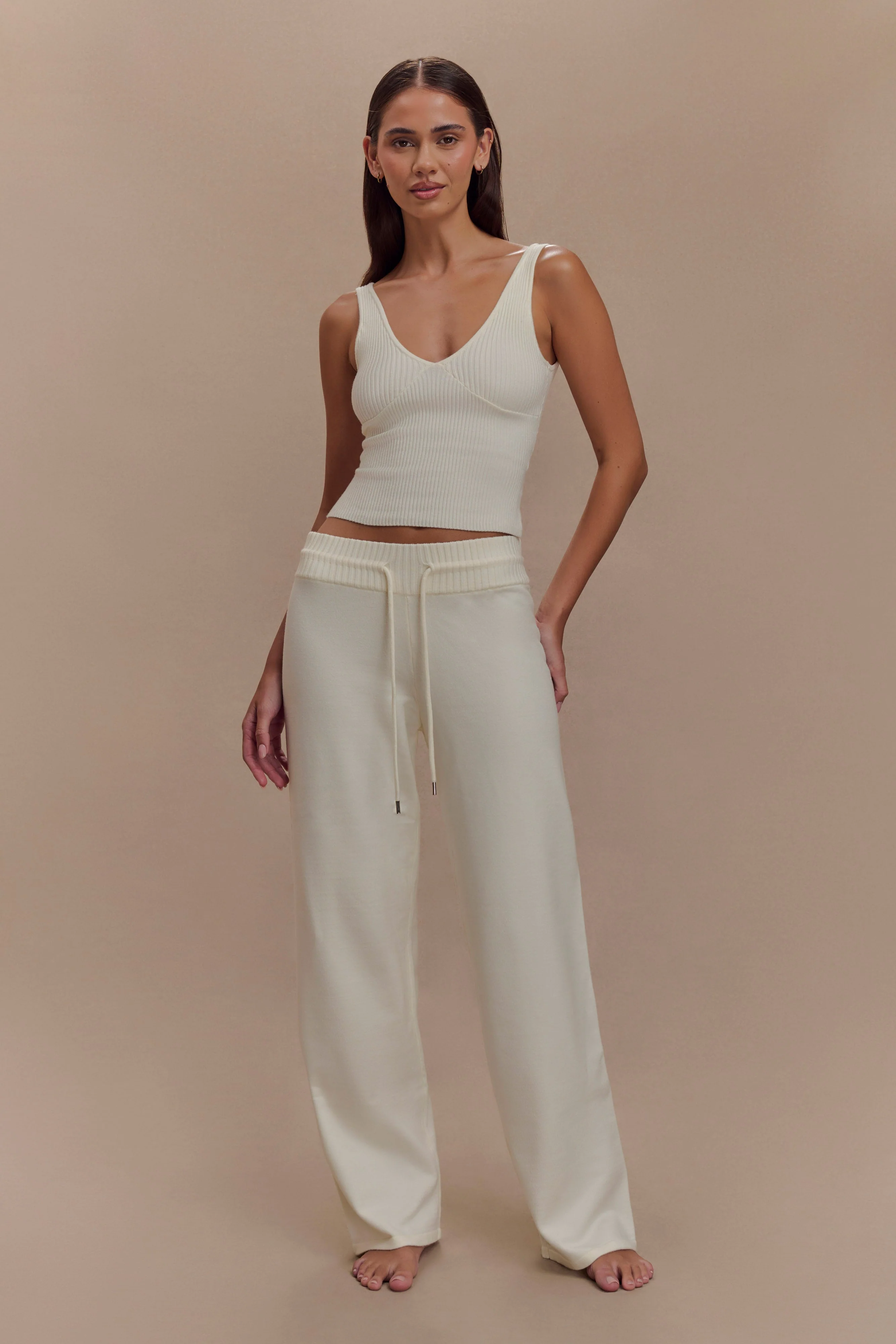 Natalya Ribbed Knit Cami Top - Ivory - Image 5