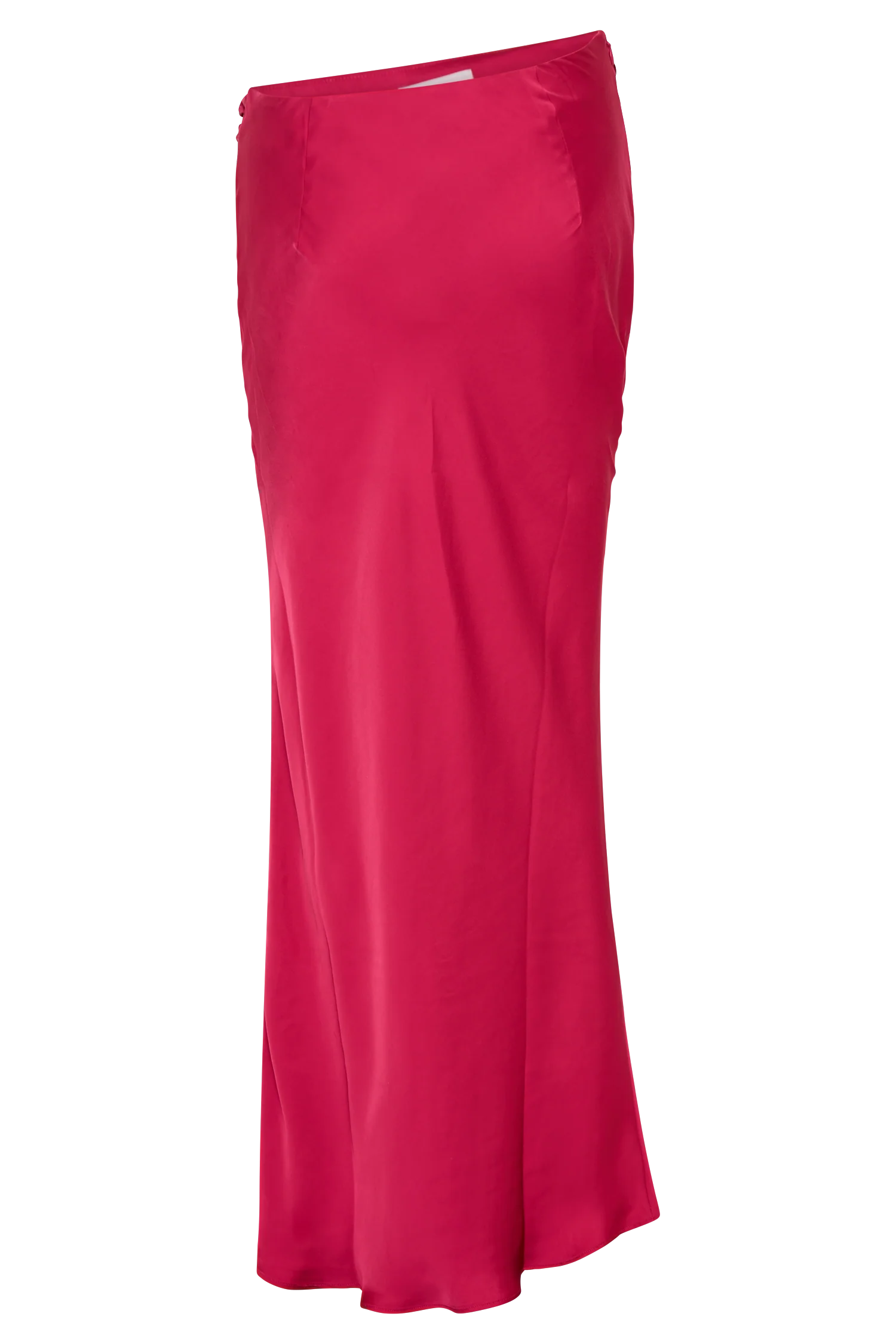 Nicola Satin Asymmetric Maxi Skirt - Pink Cherry - Image 12