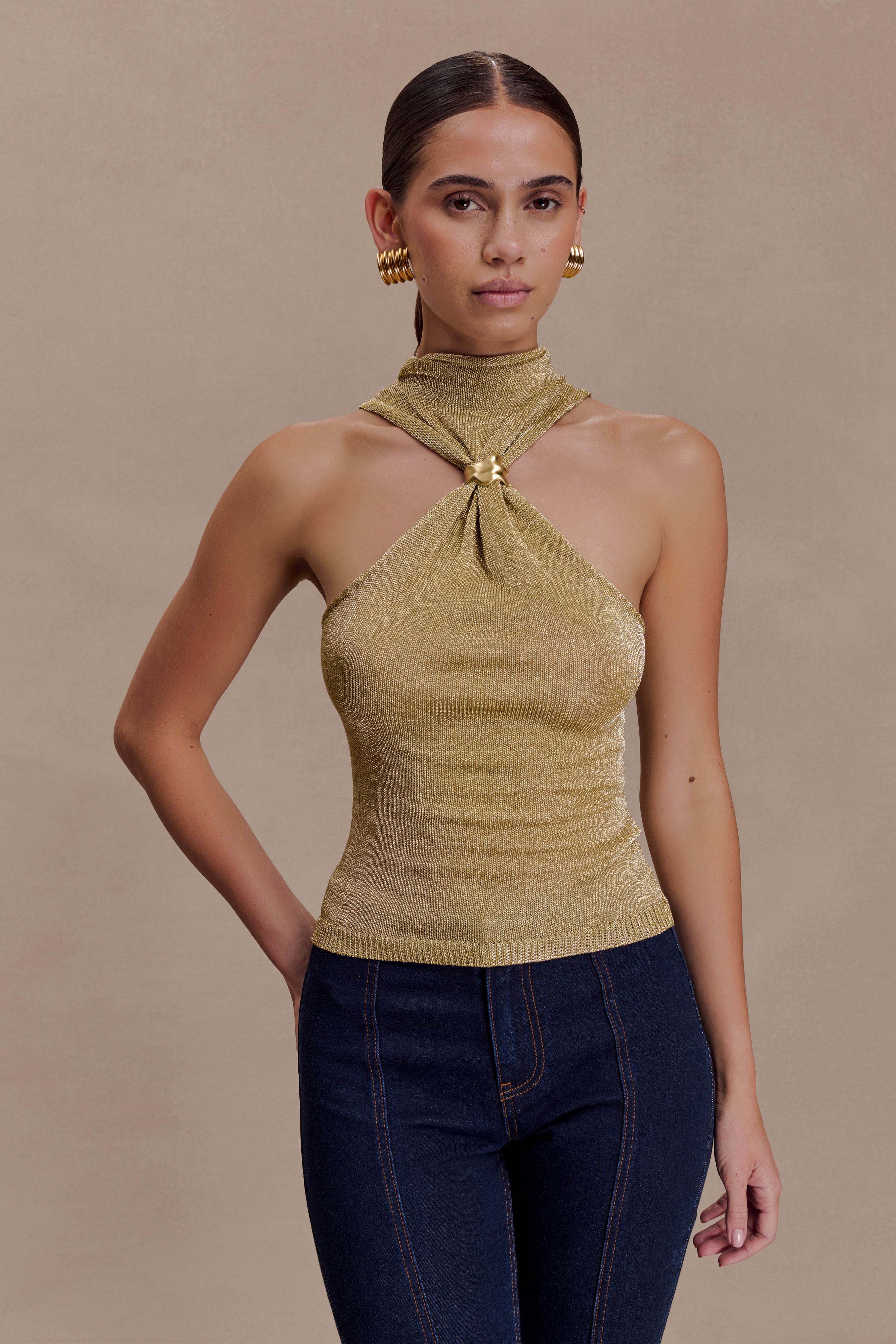 Nikki Lurex Top With Hardware - Gold - Image 6