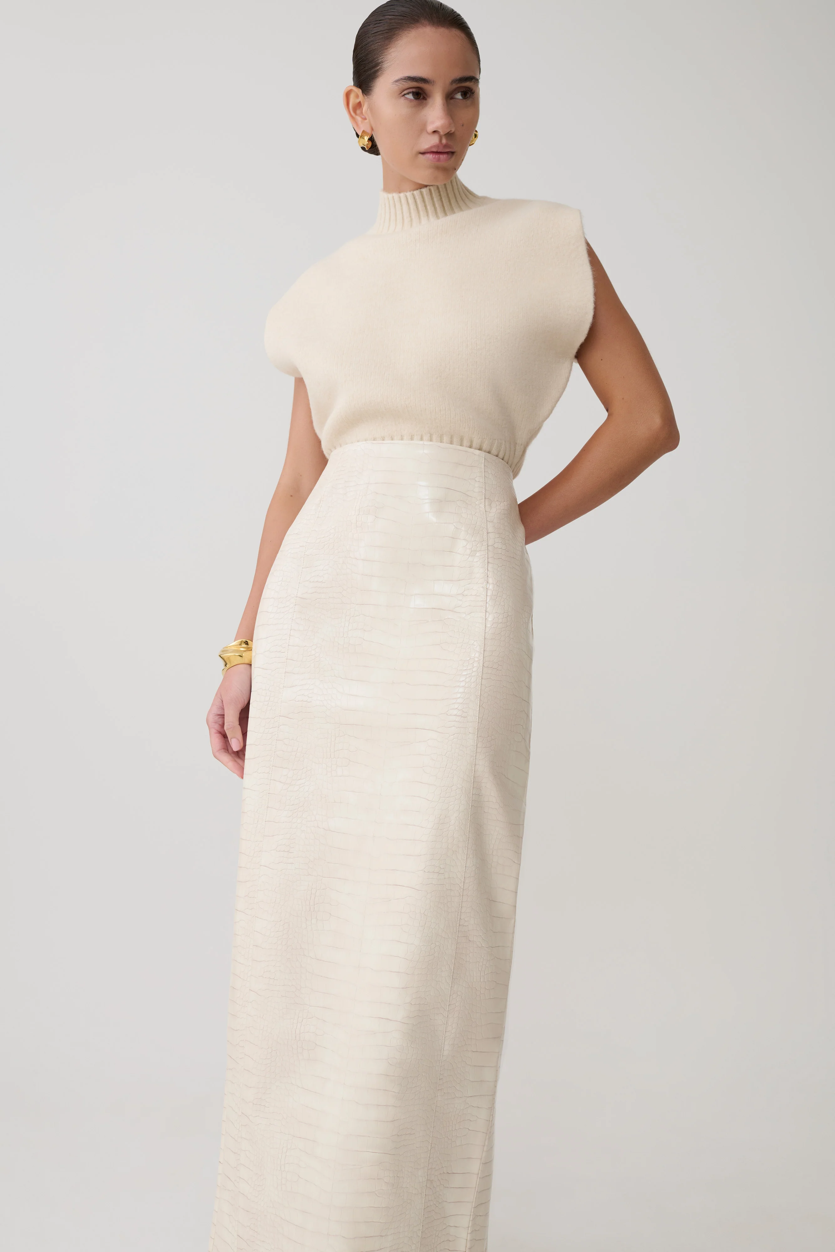 Niko Knit Oversized Top - Ivory - Image 5