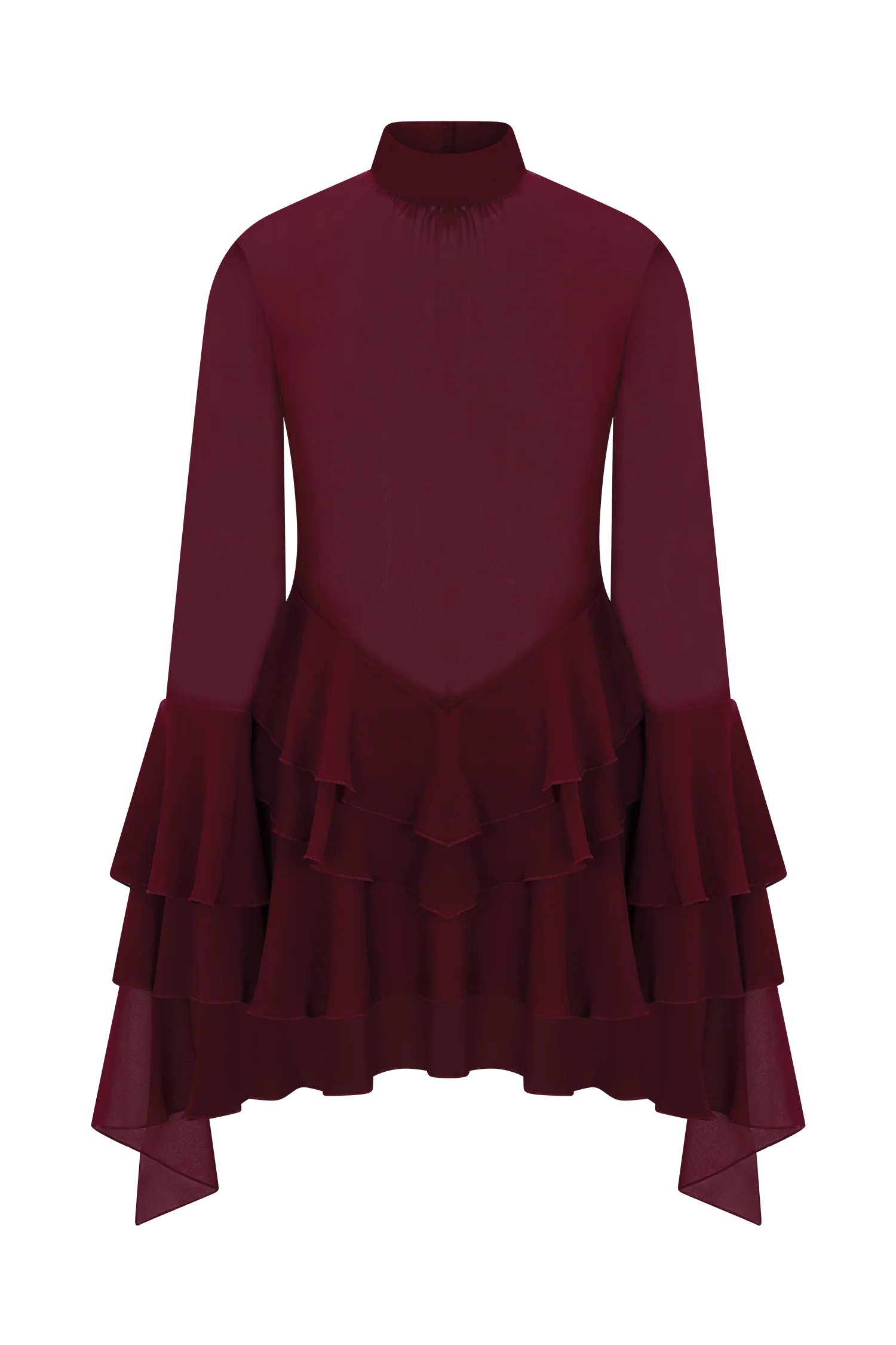 Nimah Chiffon Ruffle Mini Dress - Wine - Image 11