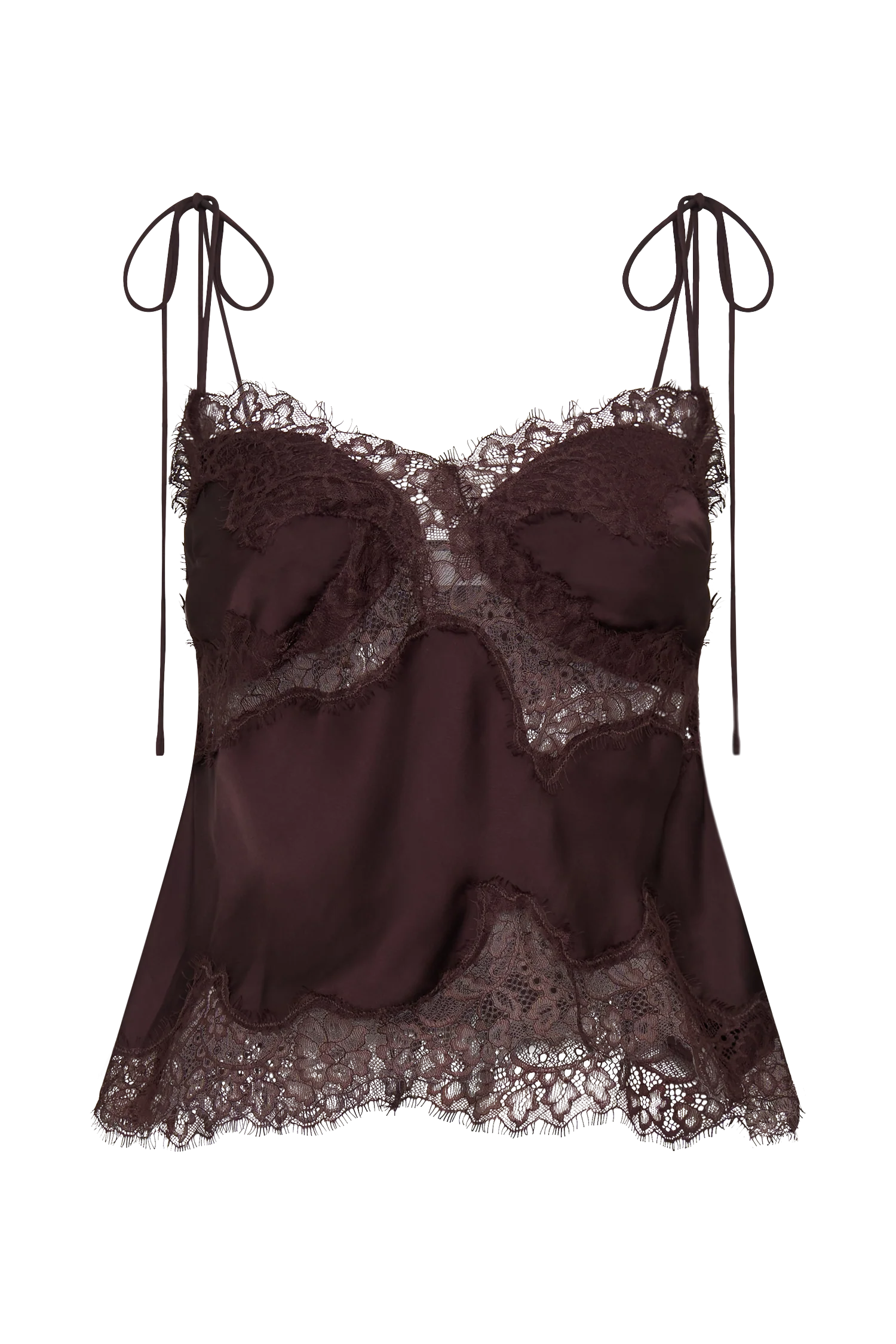 Nina Satin And Lace Camisole - Chocolate - Image 9
