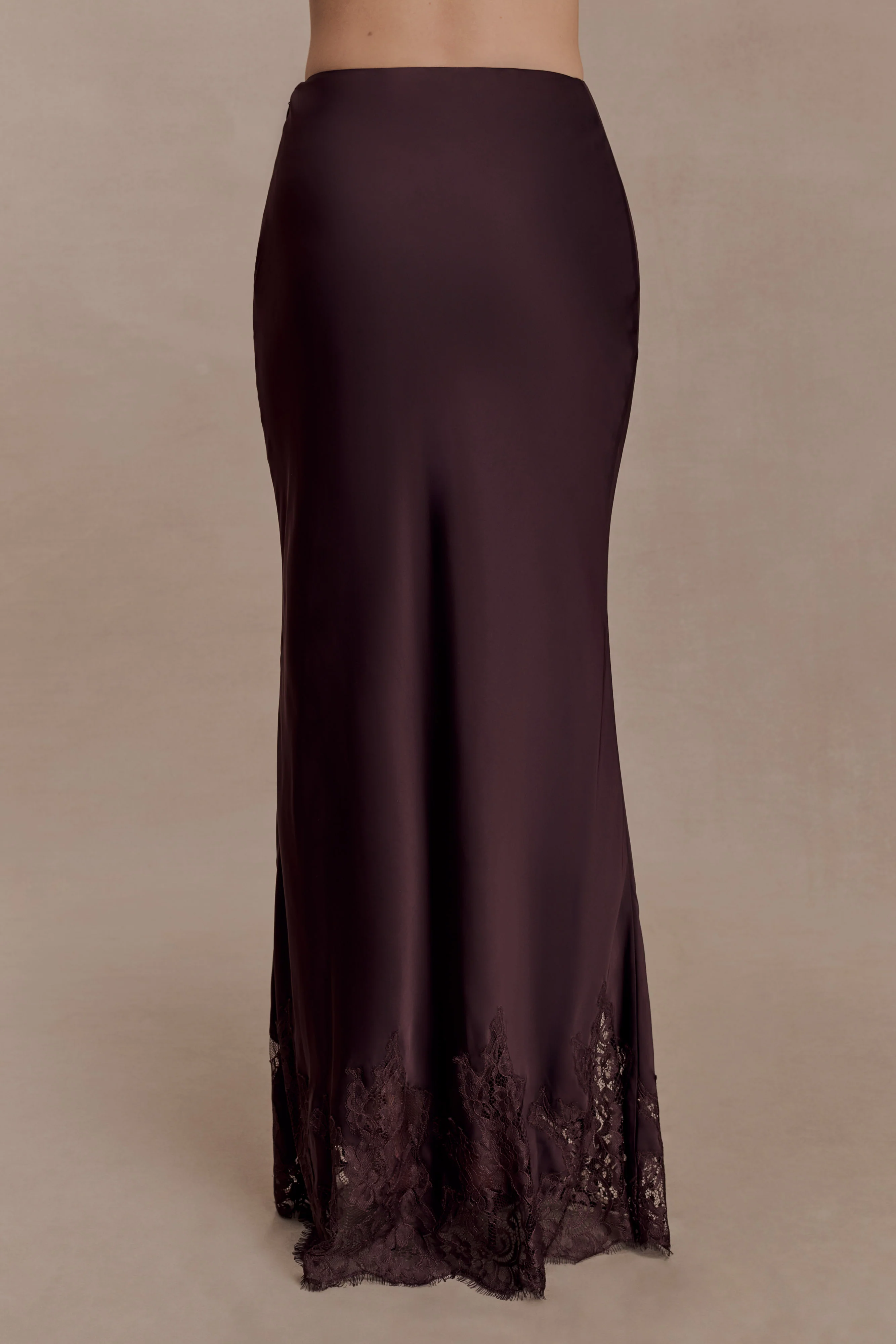 Nina Satin And Lace Maxi Skirt - Chocolate - Image 5