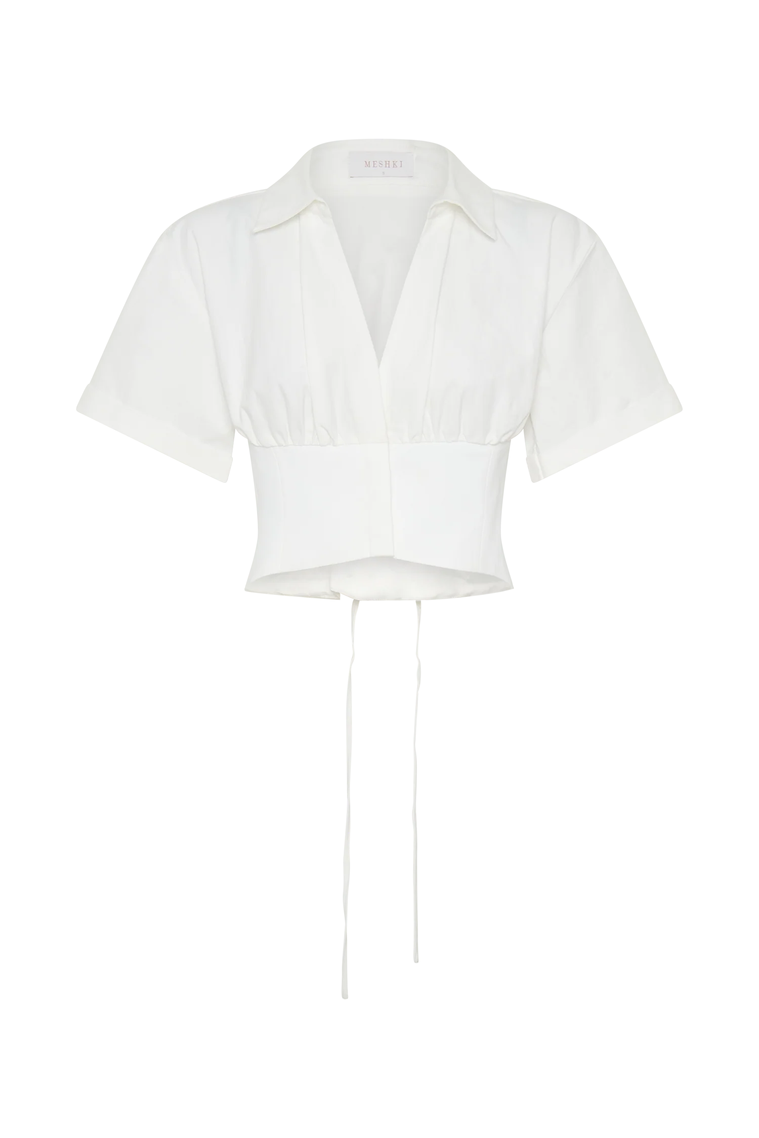 Noelia Tie Back Short Sleeve Shirt - White - Image 12