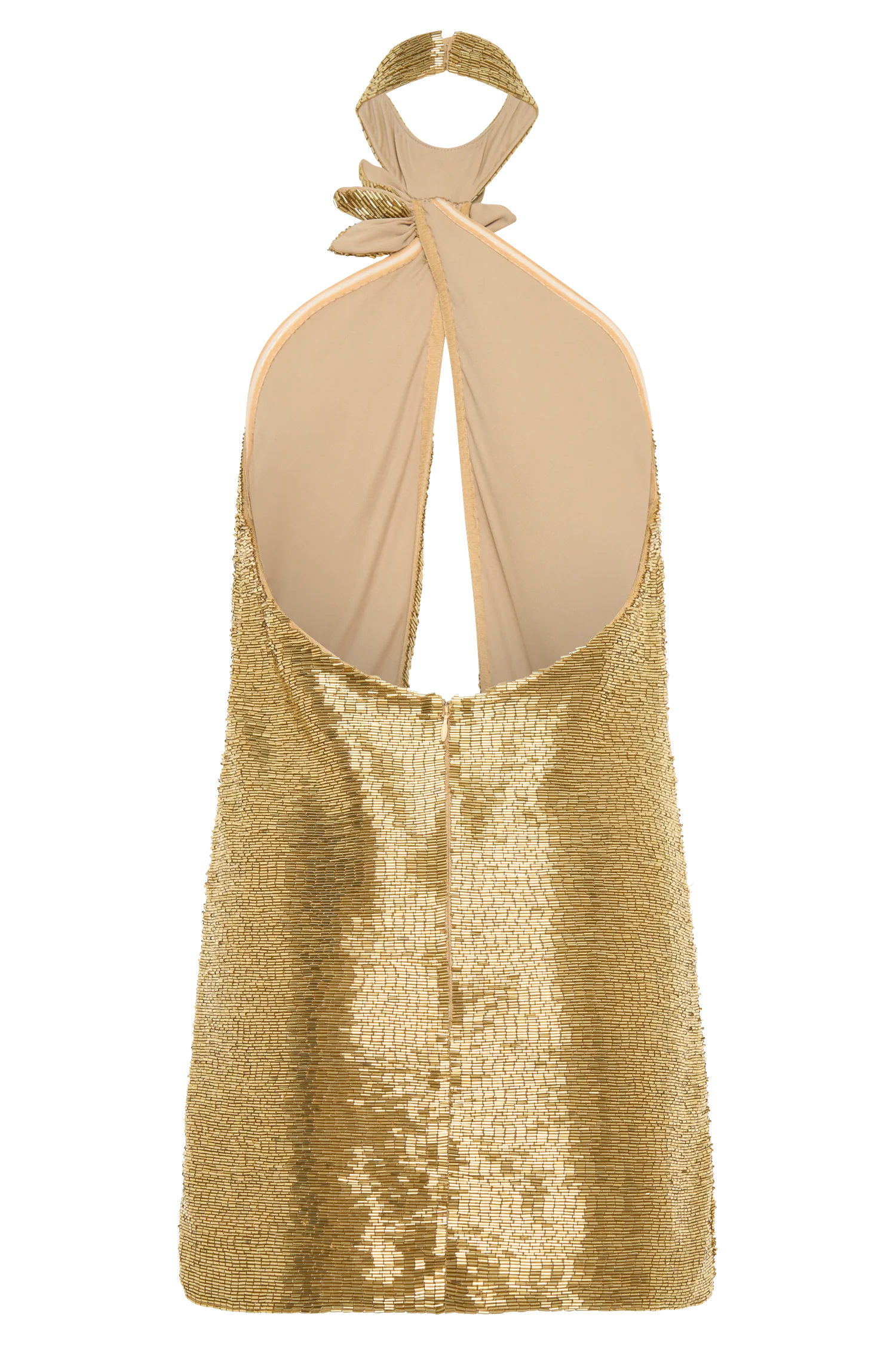 Nylah Beaded Halter Mini Dress - Gold - Image 8