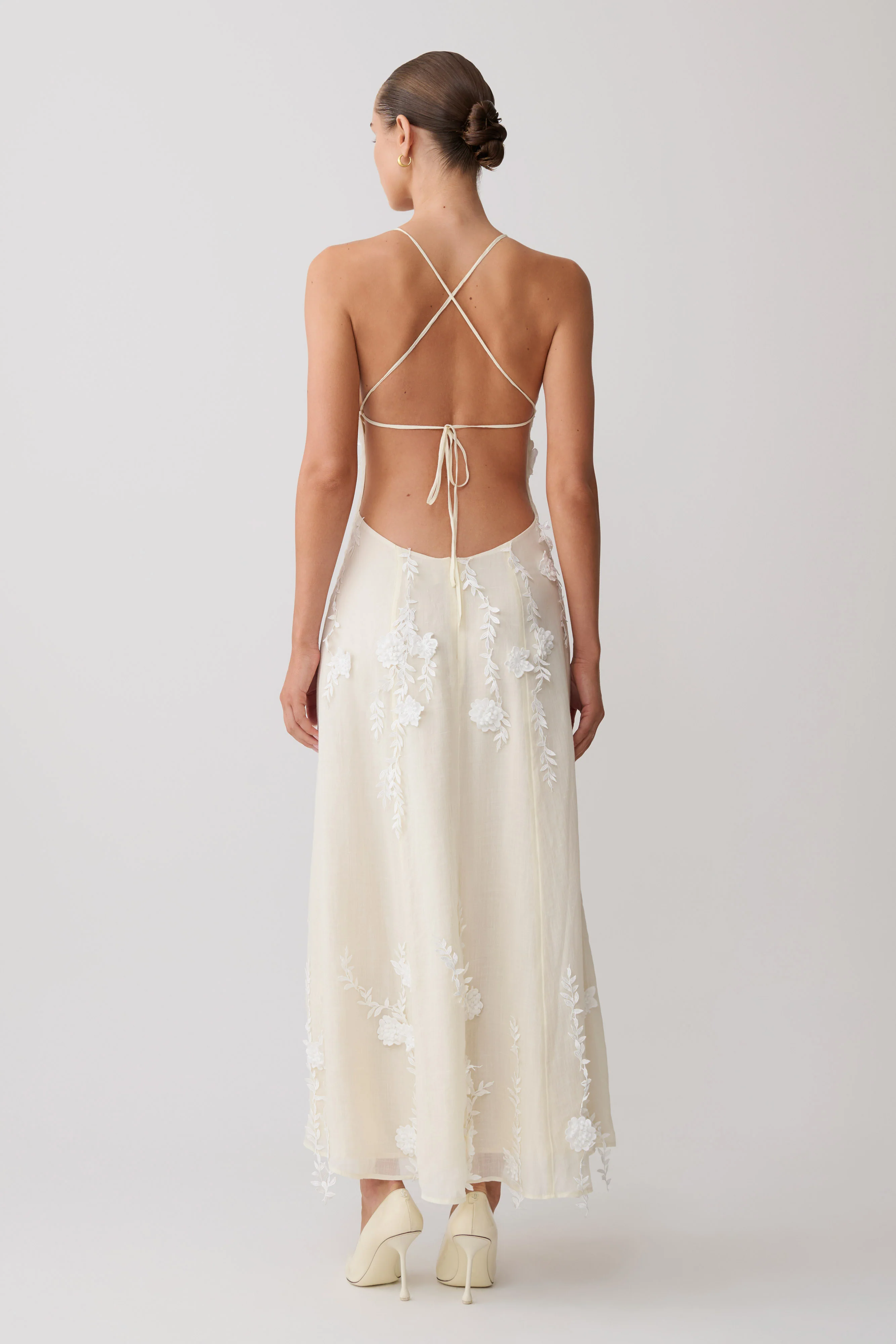 Odette Floral Lace Midi Dress - Buttermilk - Image 2