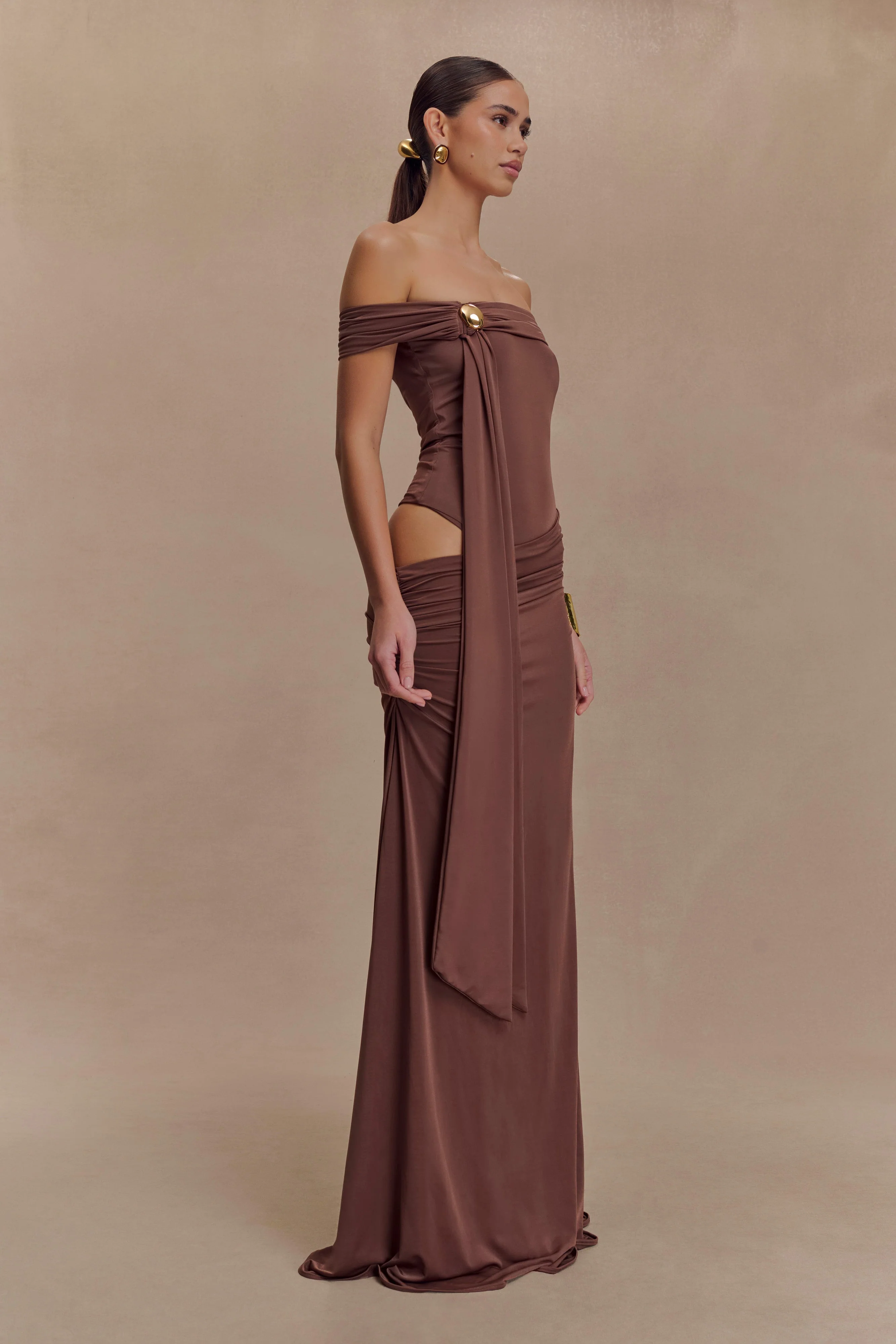 Oliver Slinky Maxi Dress - Chocolate - Image 5