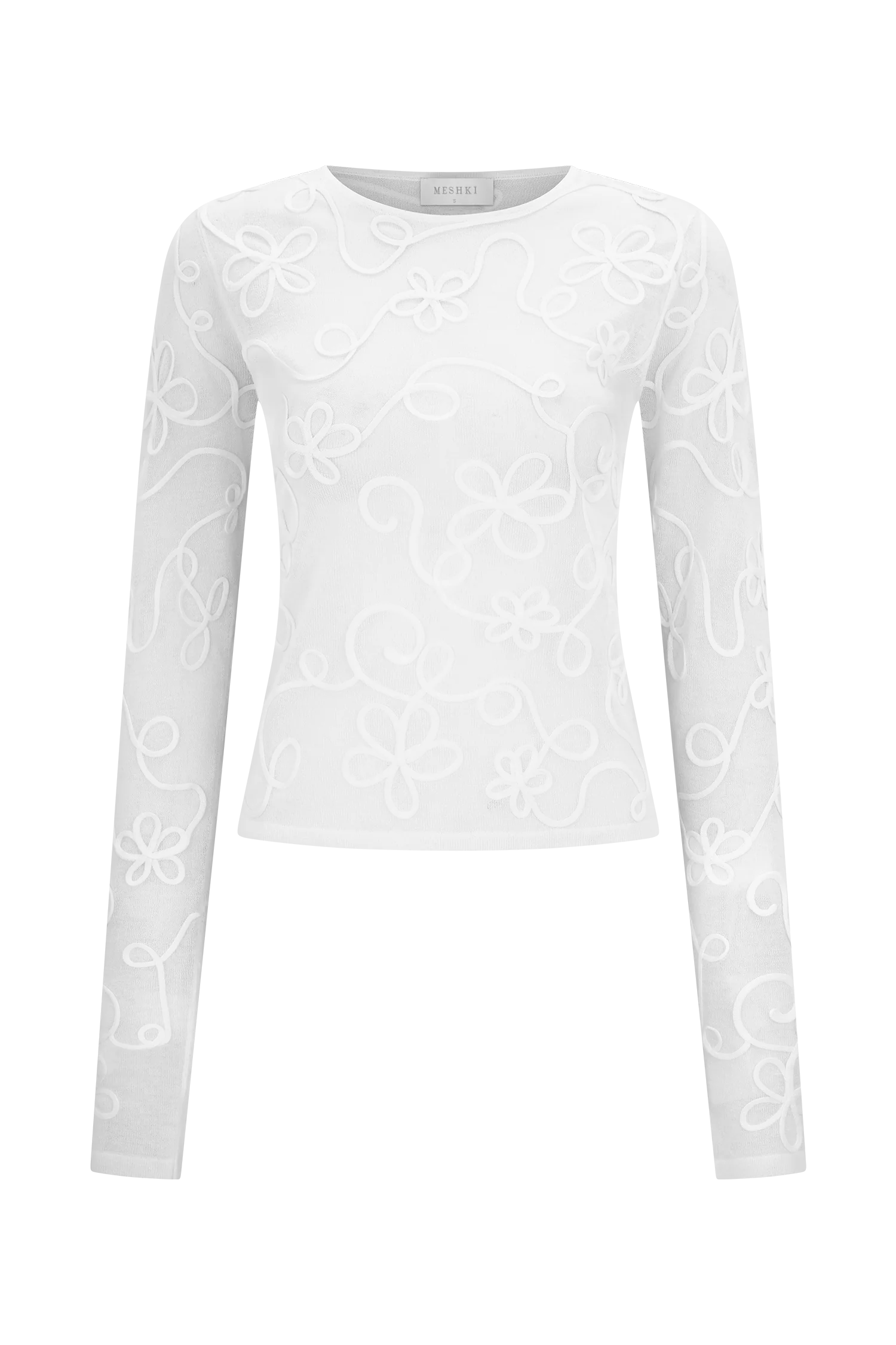 Omari Embroidery Long Sleeve Knit Top - Ivory - Image 7