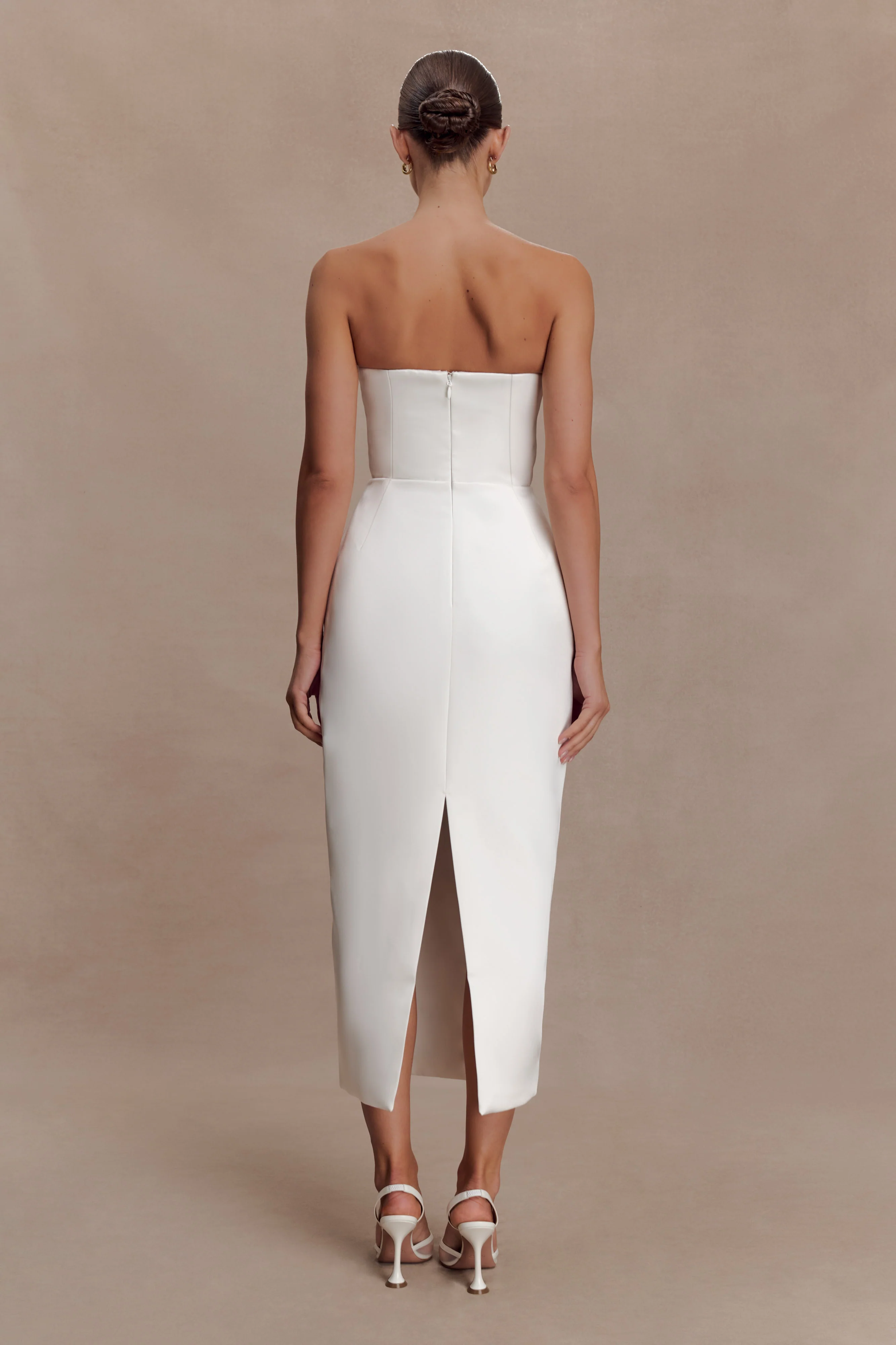 Ophelia Peplum Satin Maxi Dress - Ivory - Image 2