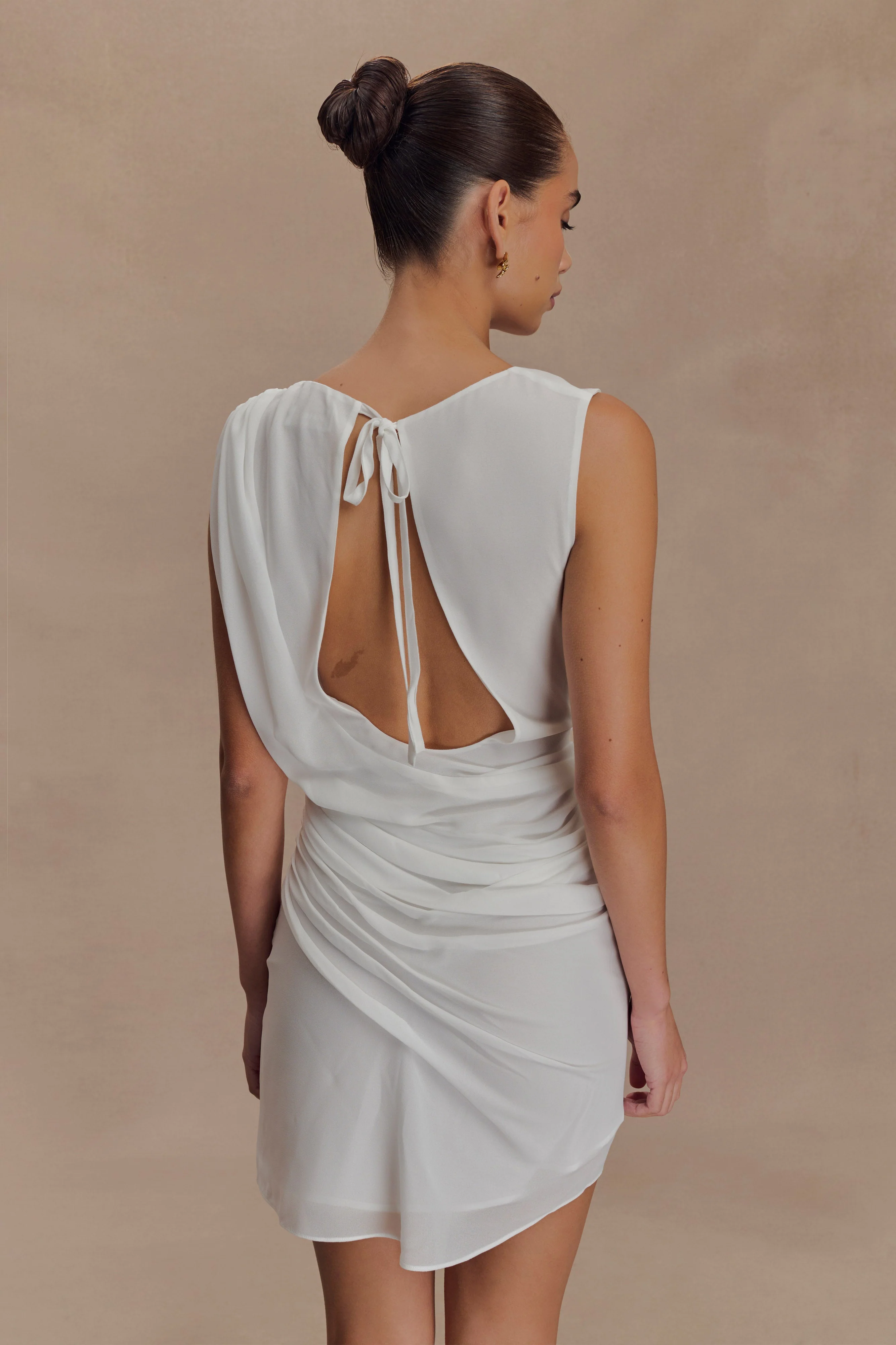Oria Chiffon Mini Dress - White - Image 2