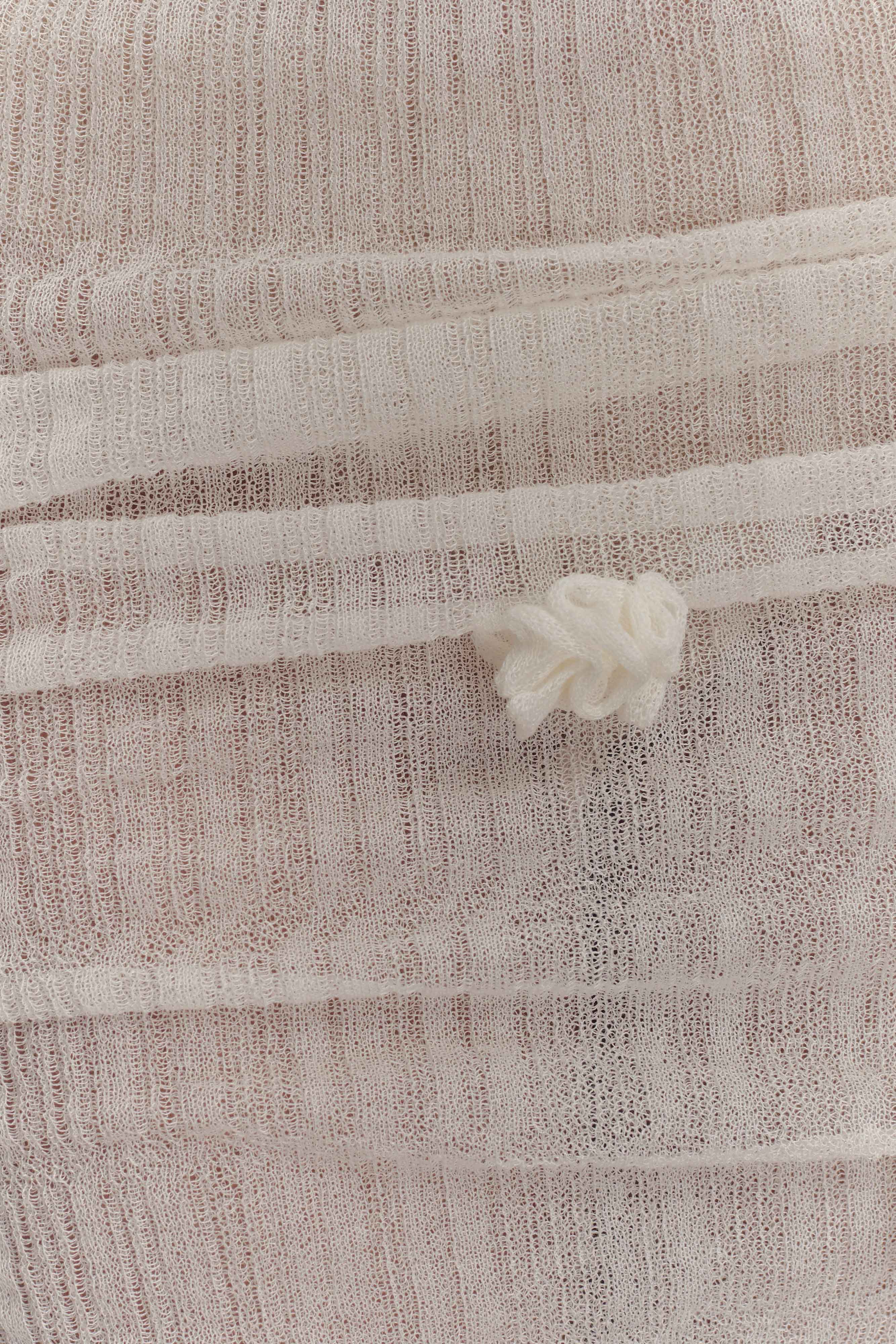 Orianna Orchid Knit Maxi Skirt - Ivory - Image 9