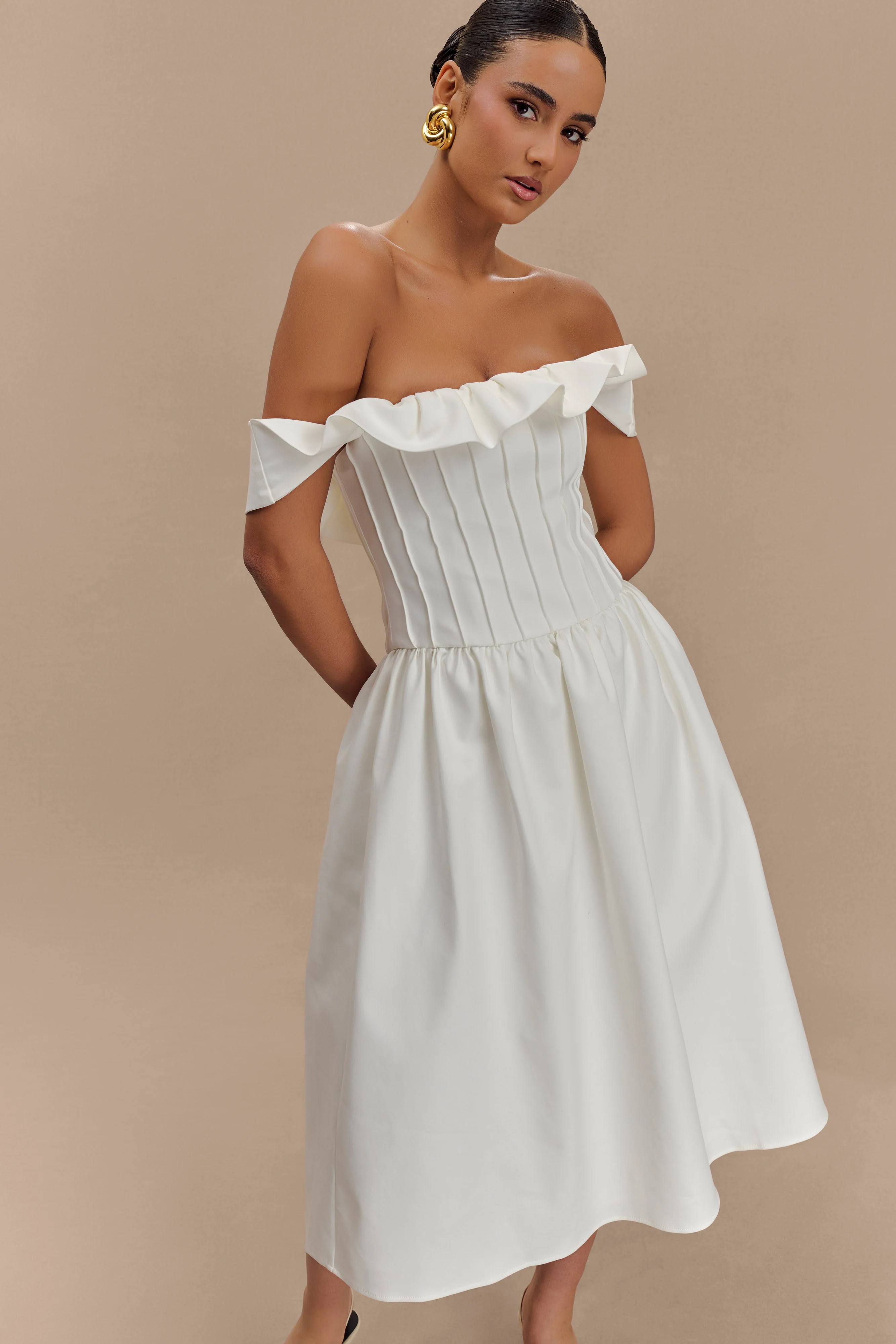 Orla Strapless Cotton Midi Dress - White - Image 4