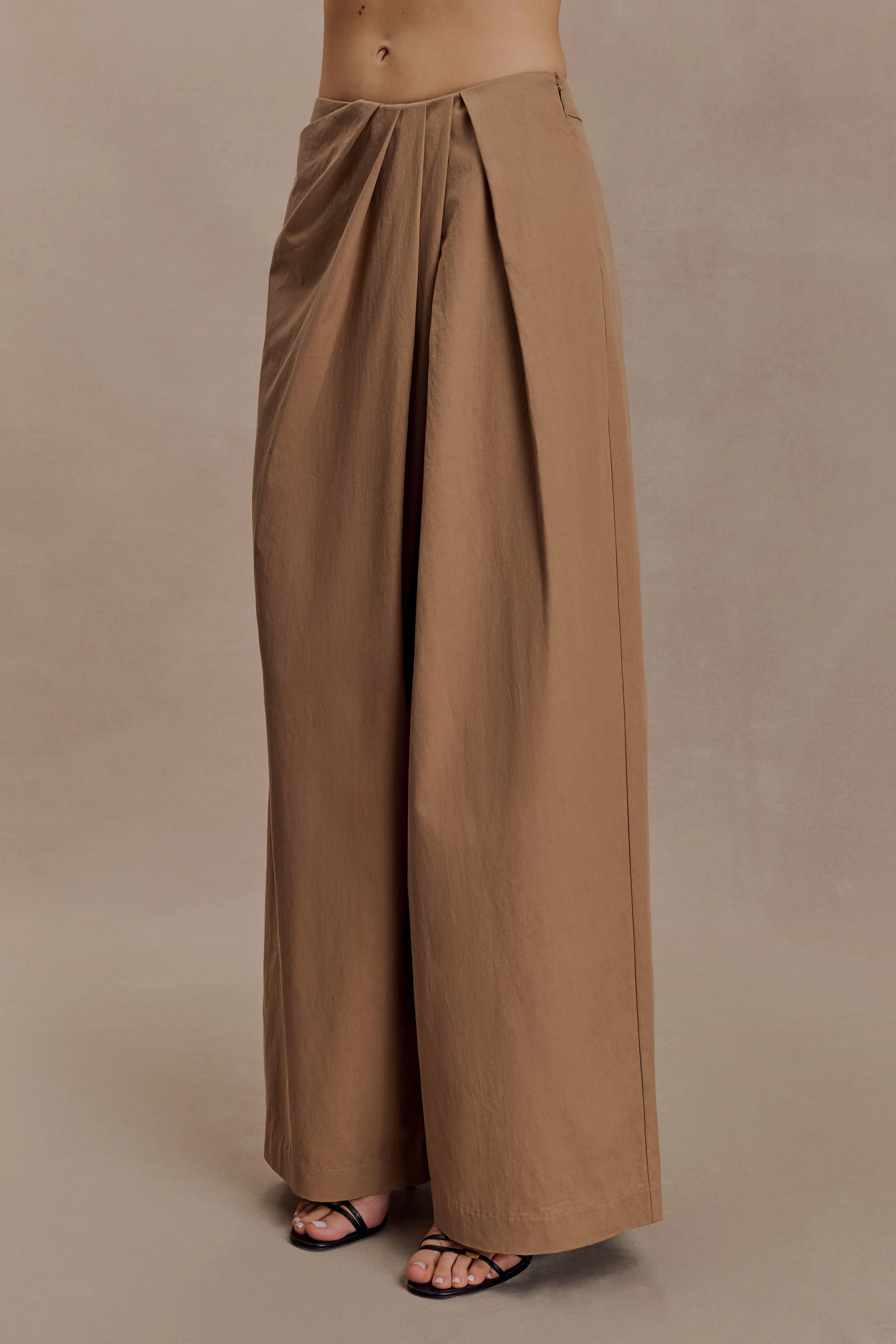 Owen Draped Wide Leg Pants - Mocha - Image 5