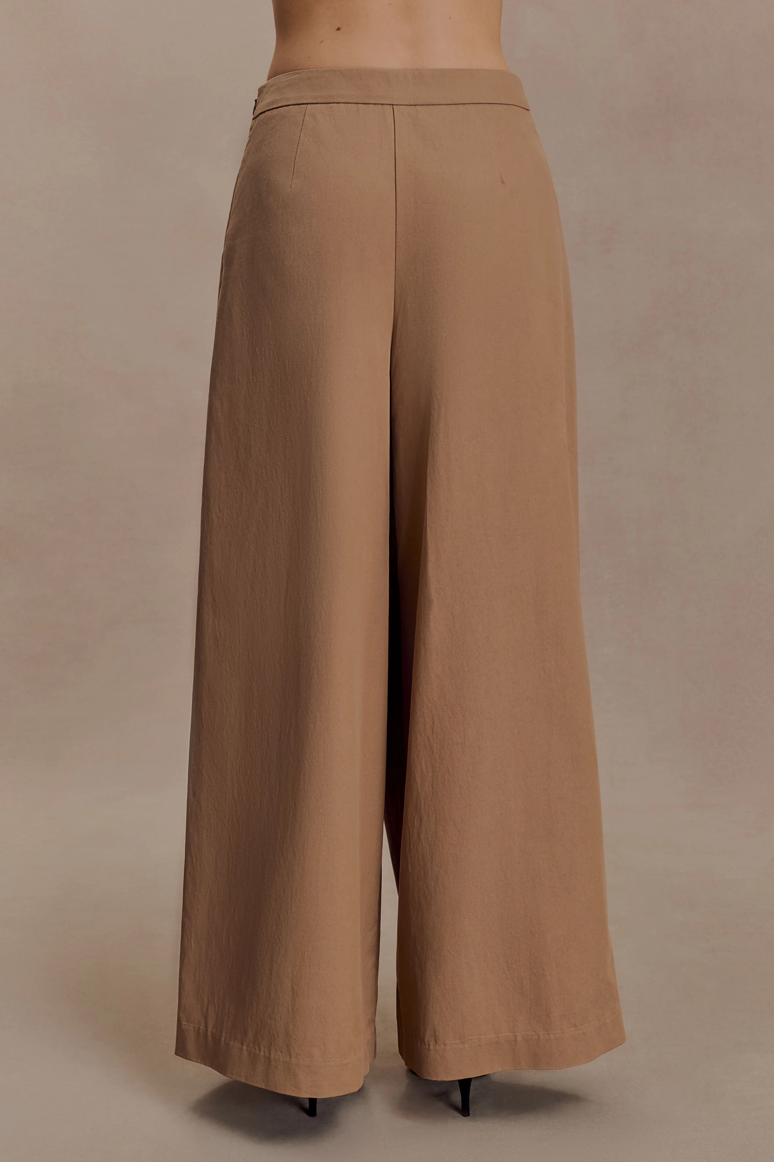 Owen Draped Wide Leg Pants - Mocha - Image 6