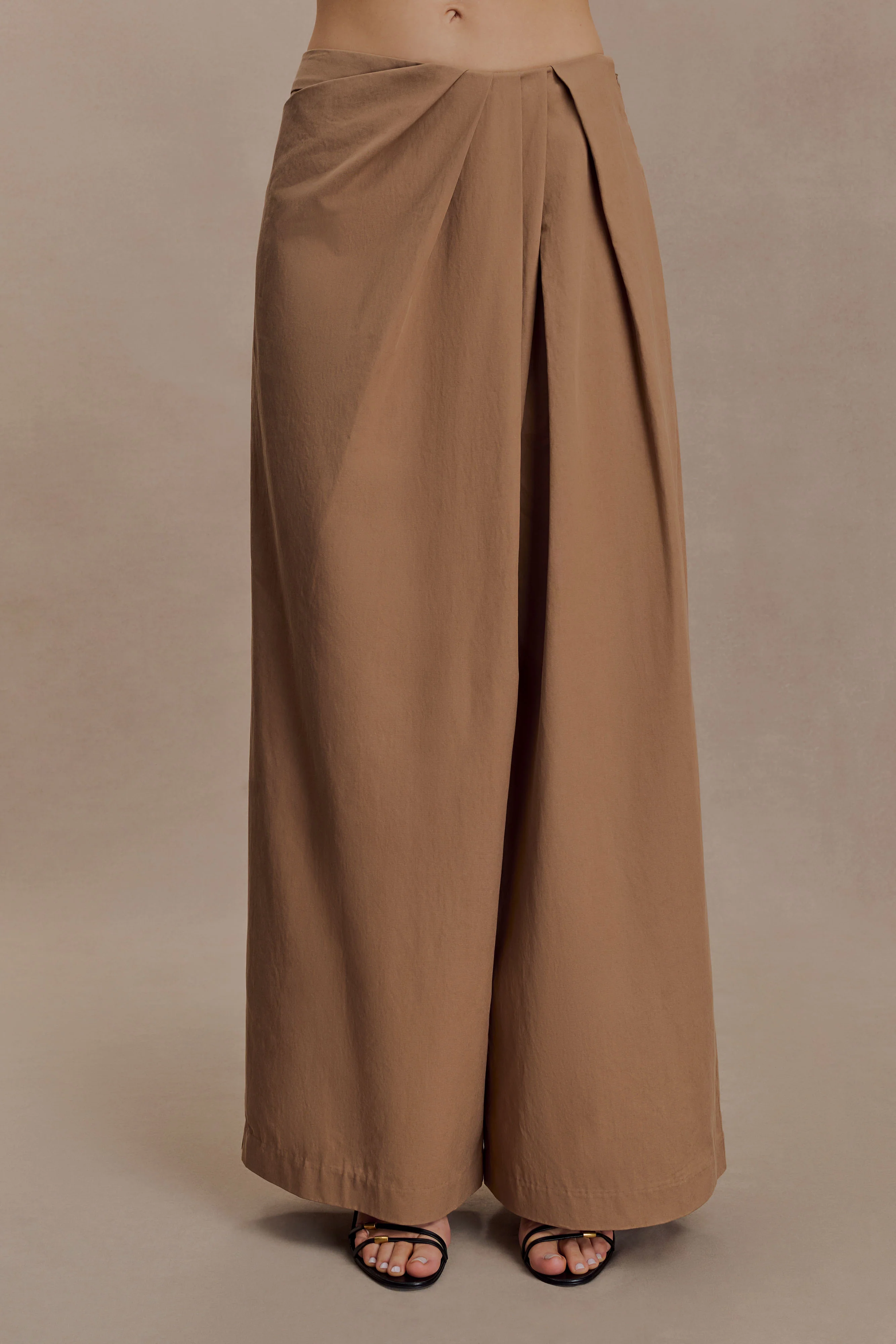 Owen Draped Wide Leg Pants - Mocha - Image 8