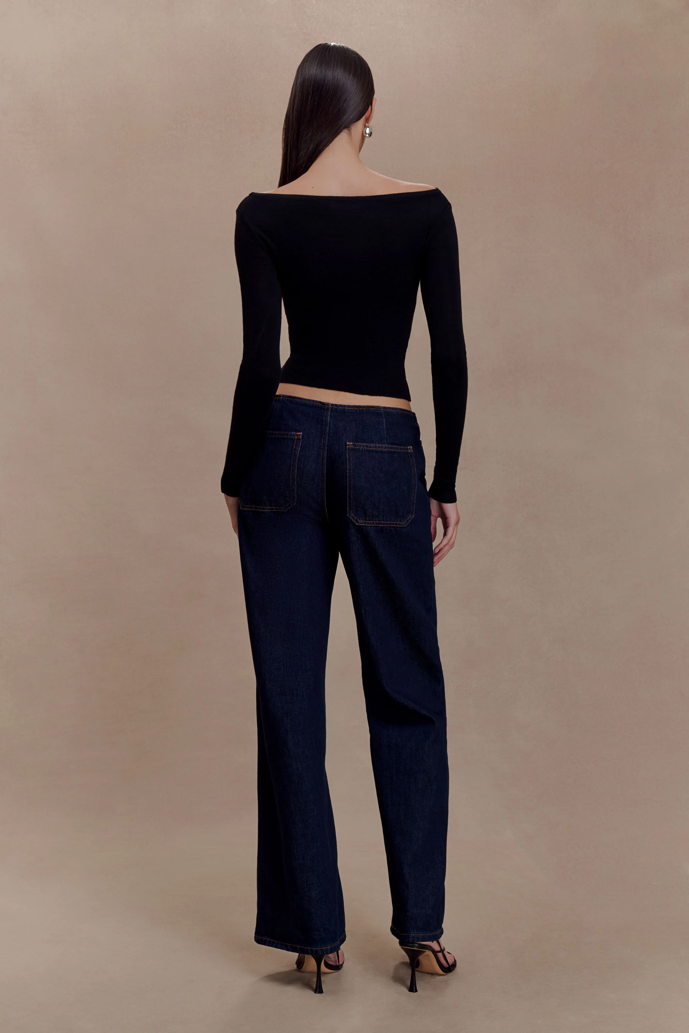 Paedyn Merino Wool Ribbed Long Sleeve Top - Black - Image 2