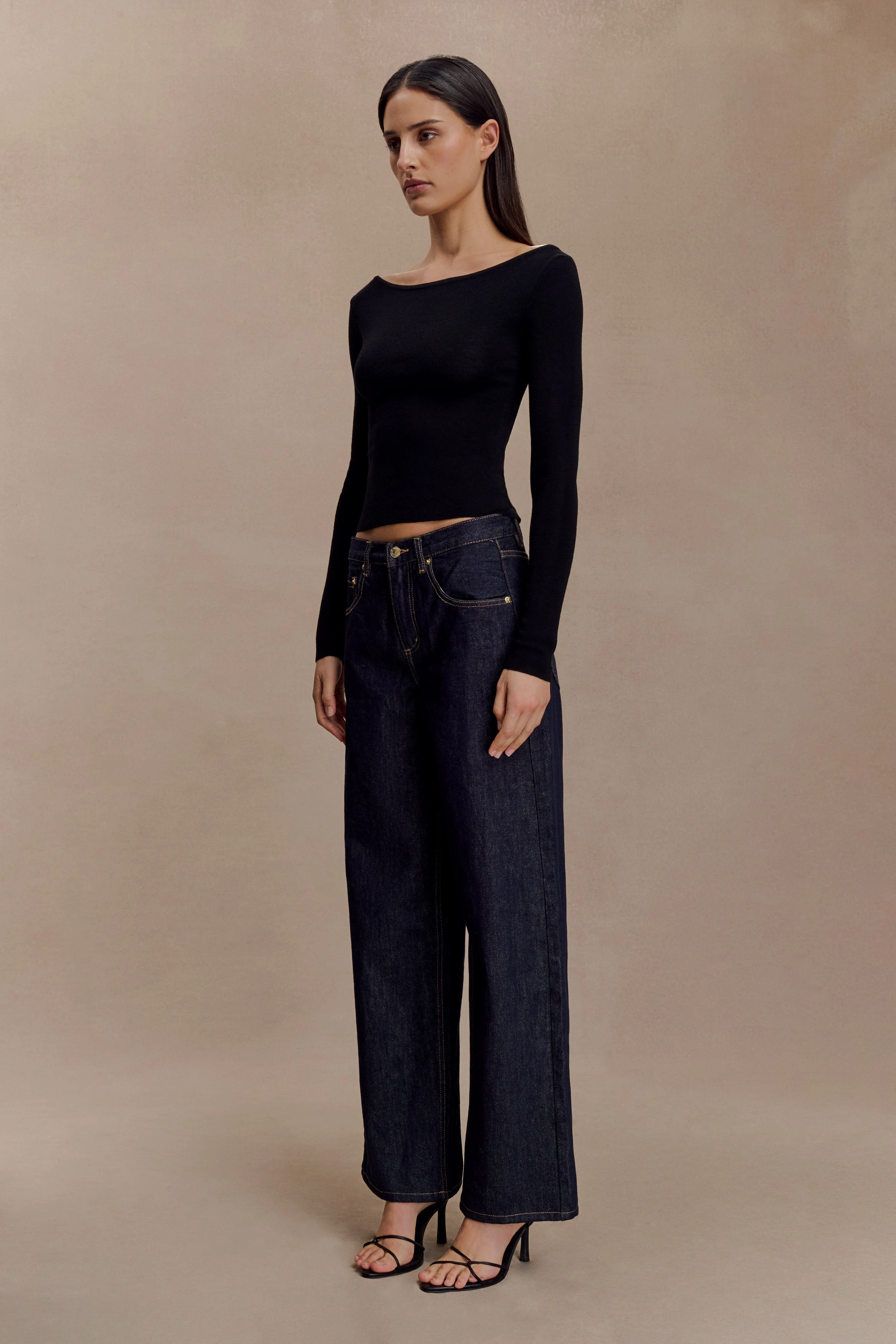 Paedyn Merino Wool Ribbed Long Sleeve Top - Black - Image 6