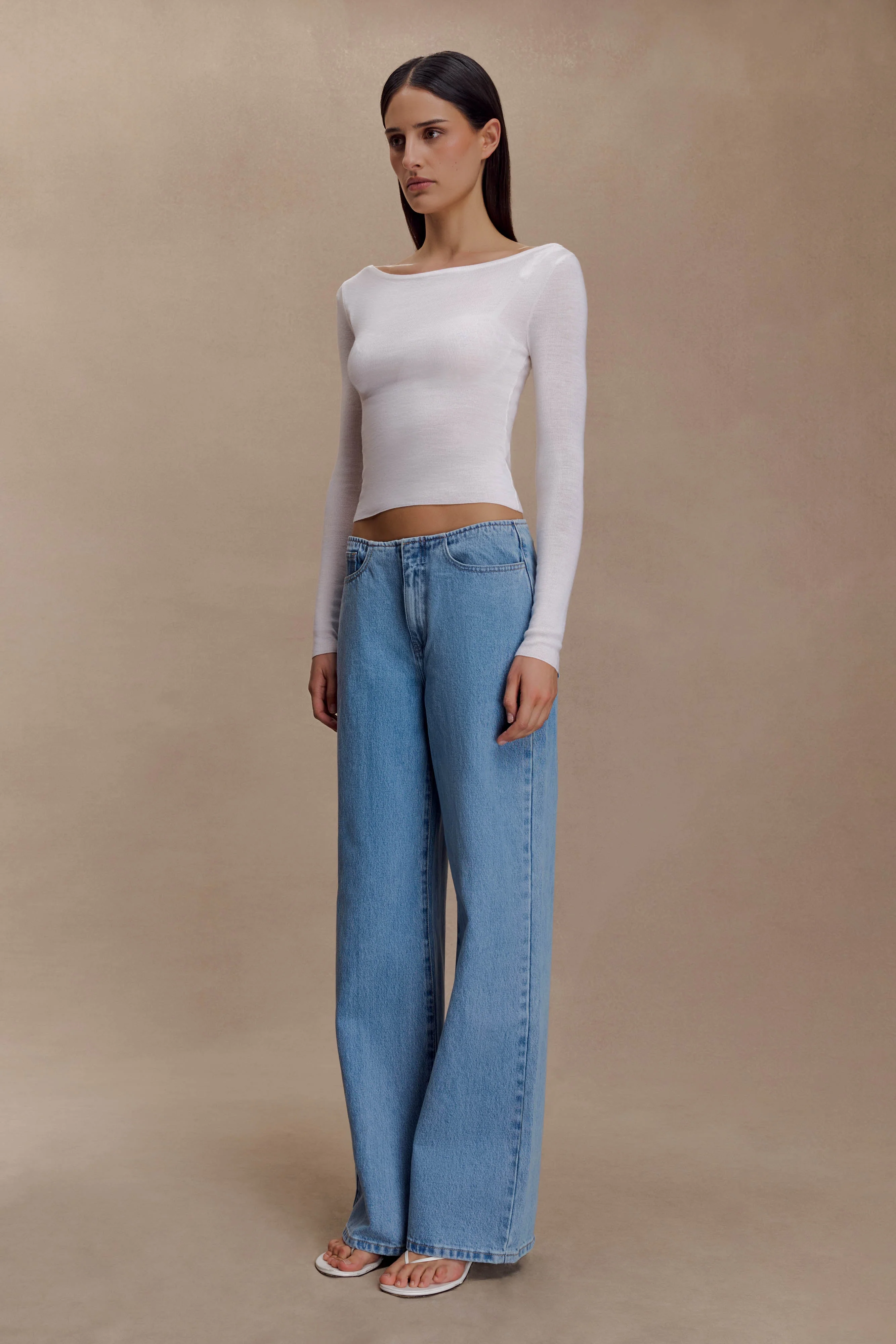 Paedyn Merino Wool Ribbed Long Sleeve Top - Ivory - Image 7