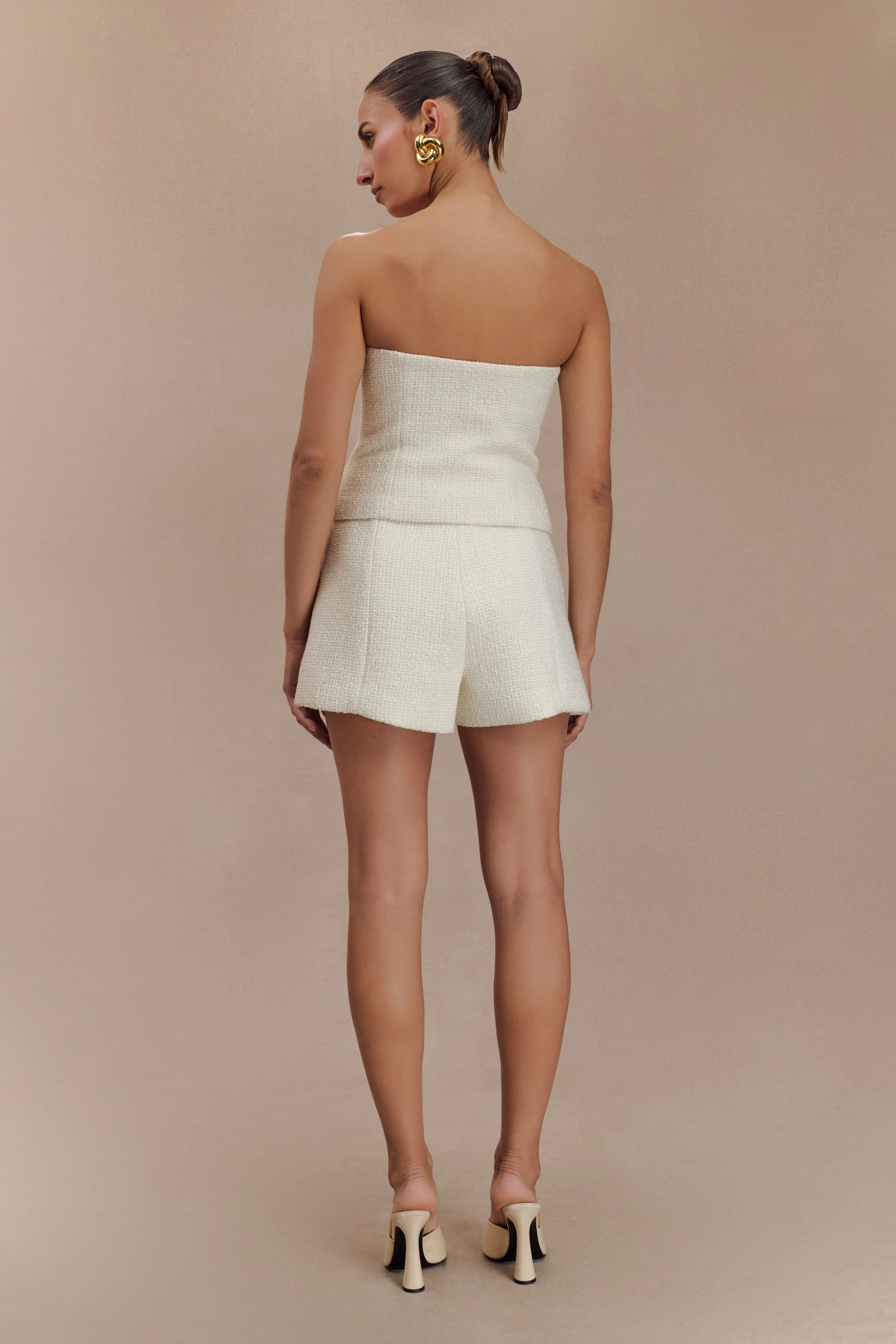 Parker Boucle Strapless Asymmetric Top - Ivory - Image 2