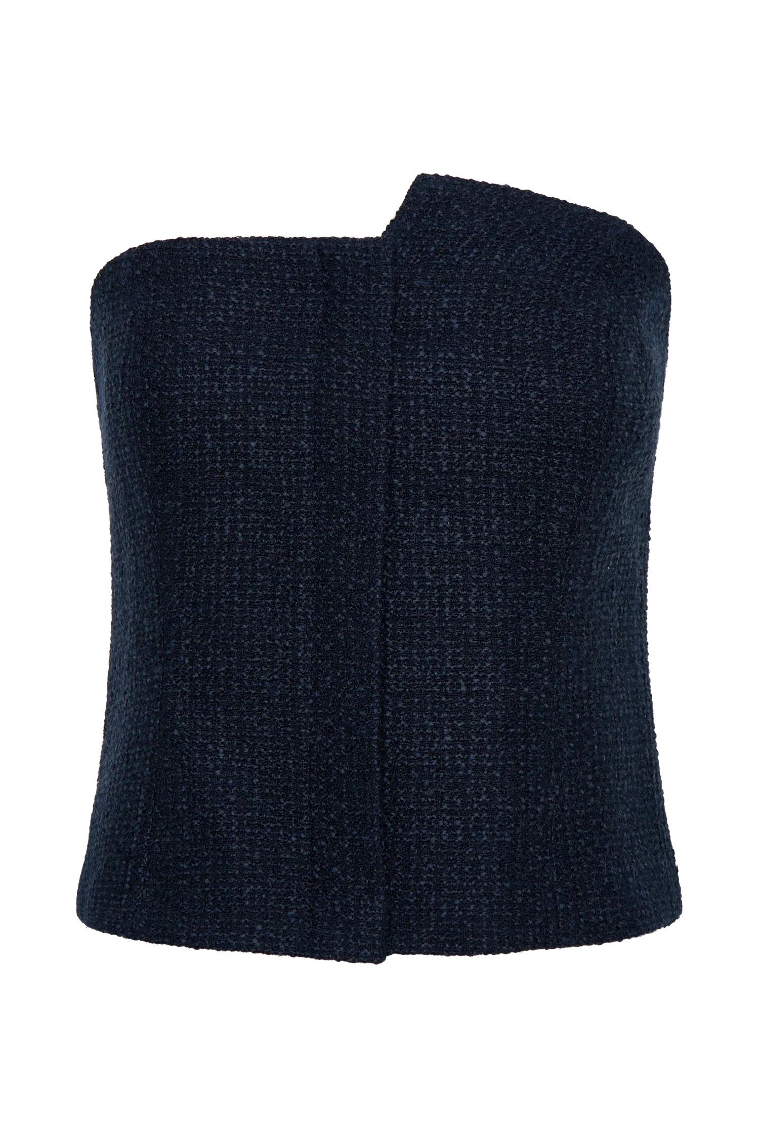Parker Boucle Strapless Asymmetric Top - Midnight Blue - Image 9