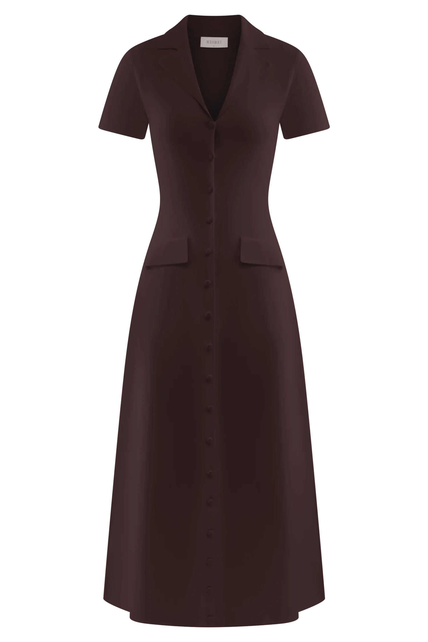 Pearson Short Sleeve Knit Midi Dress - Chocolate - Image 9