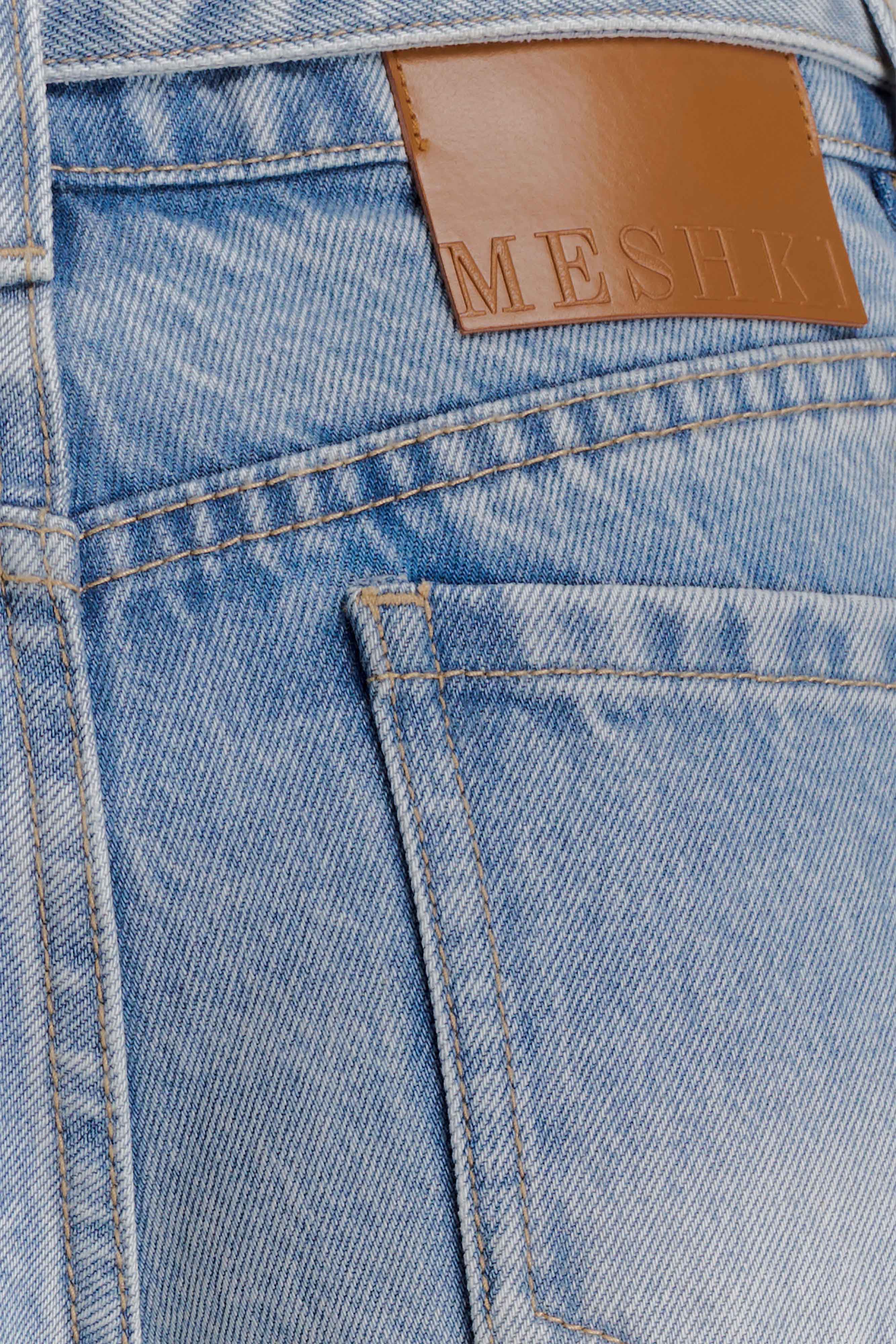 Perrie Mid Rise Straight Leg Tie Jeans - Washed Light Blue - Image 11