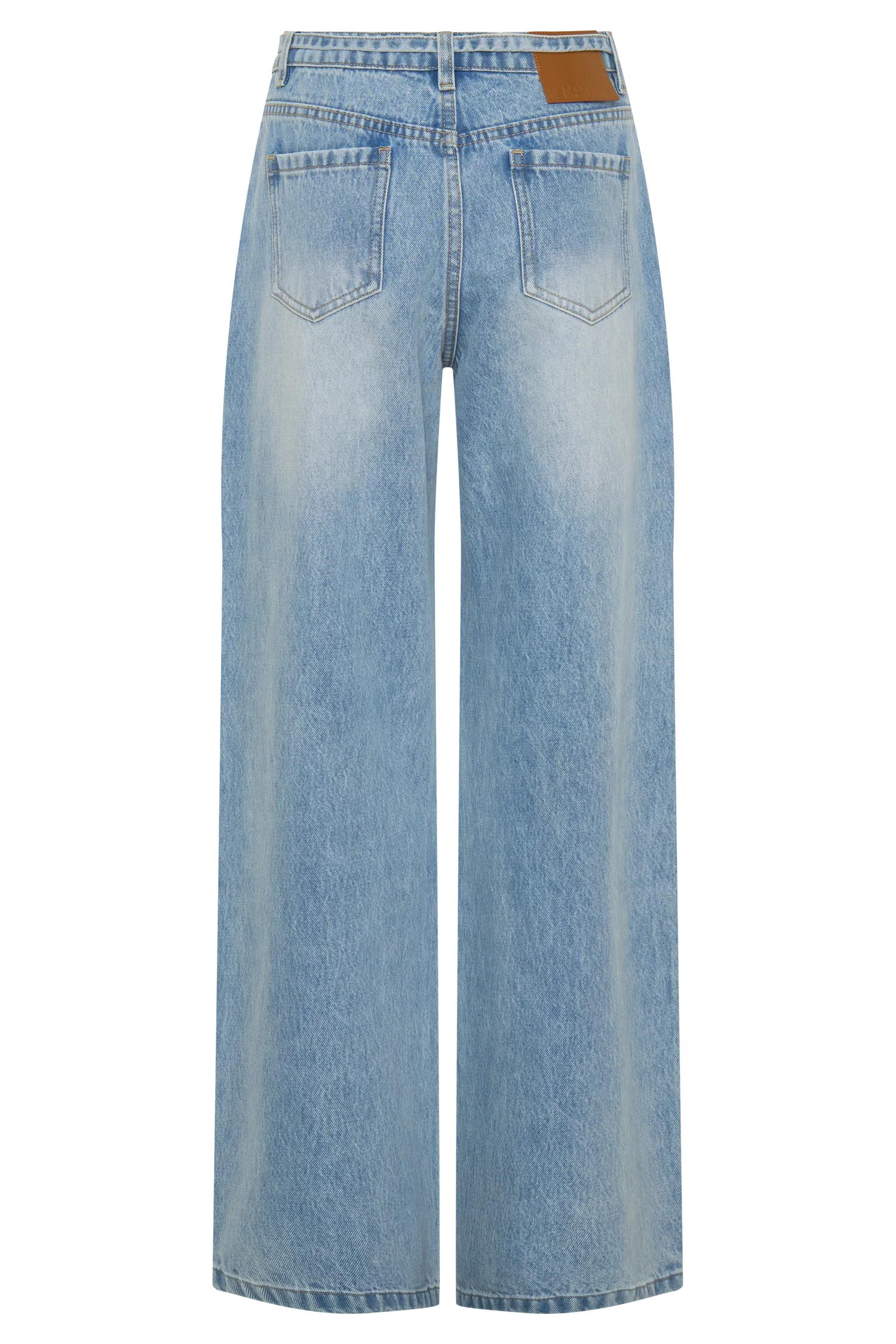 Perrie Mid Rise Straight Leg Tie Jeans - Washed Light Blue - Image 12