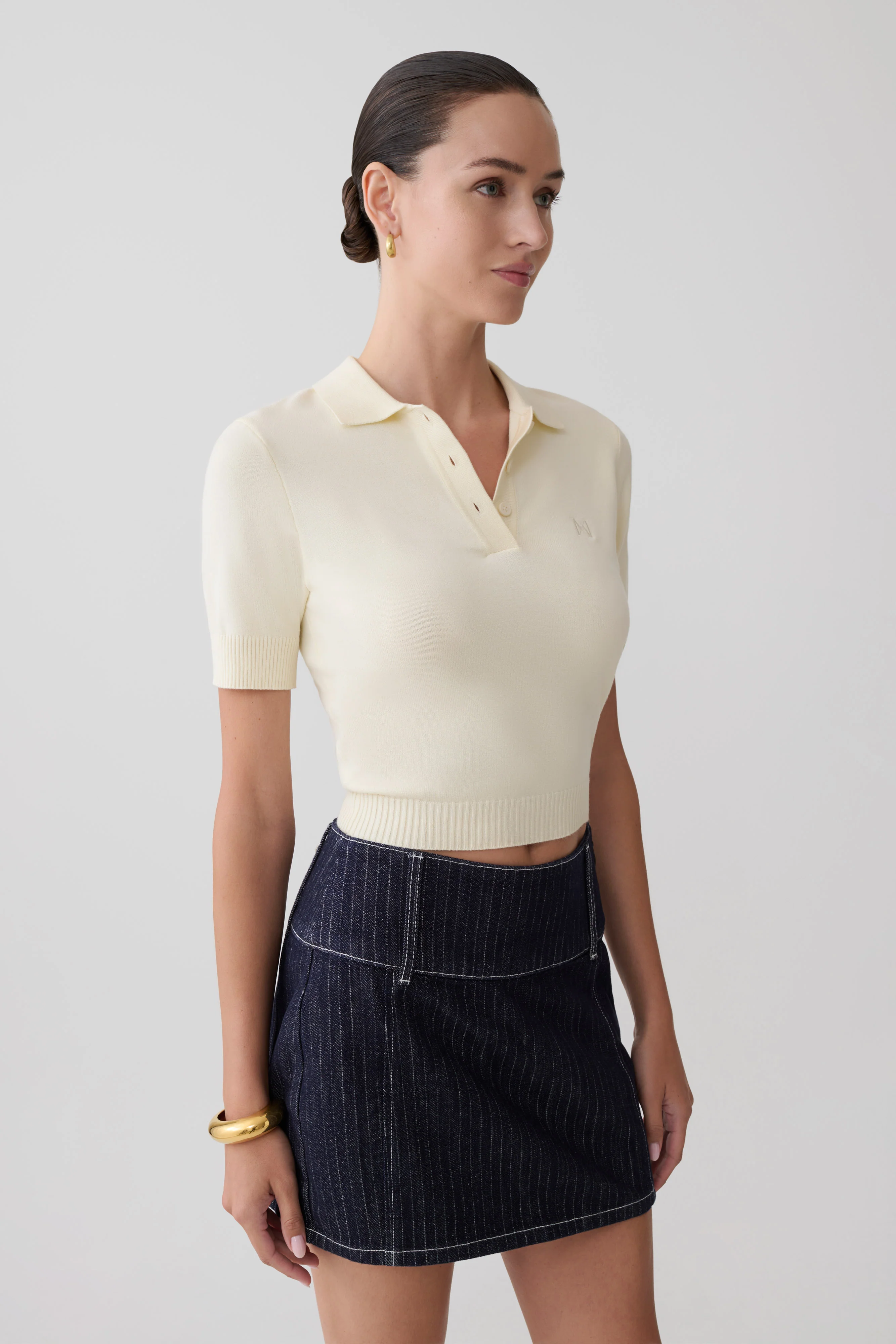 Philly Knit Button Up Top - Ivory - Image 7