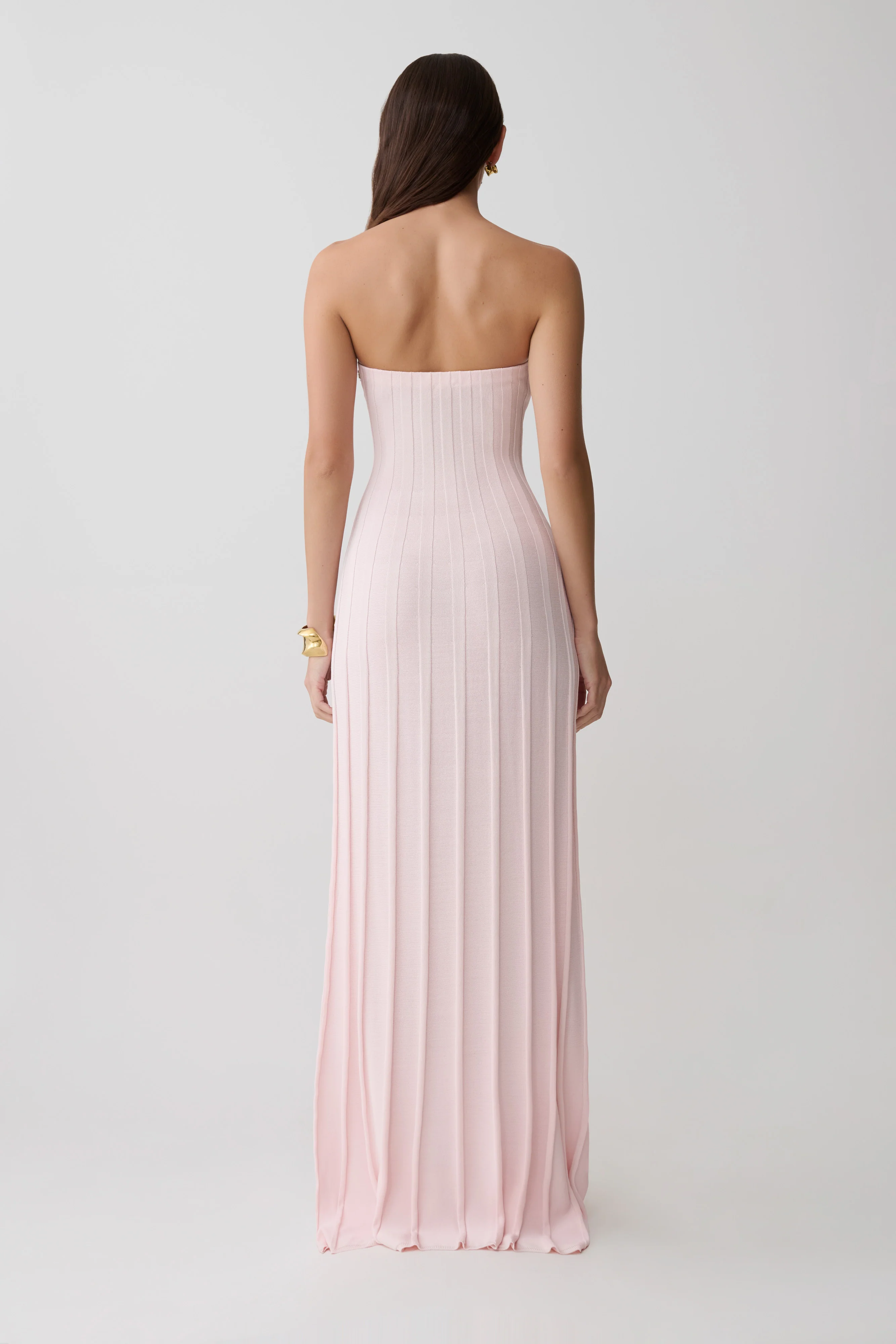 Pia Ribbed Strapless Maxi Dress - Baby Pink - Image 2
