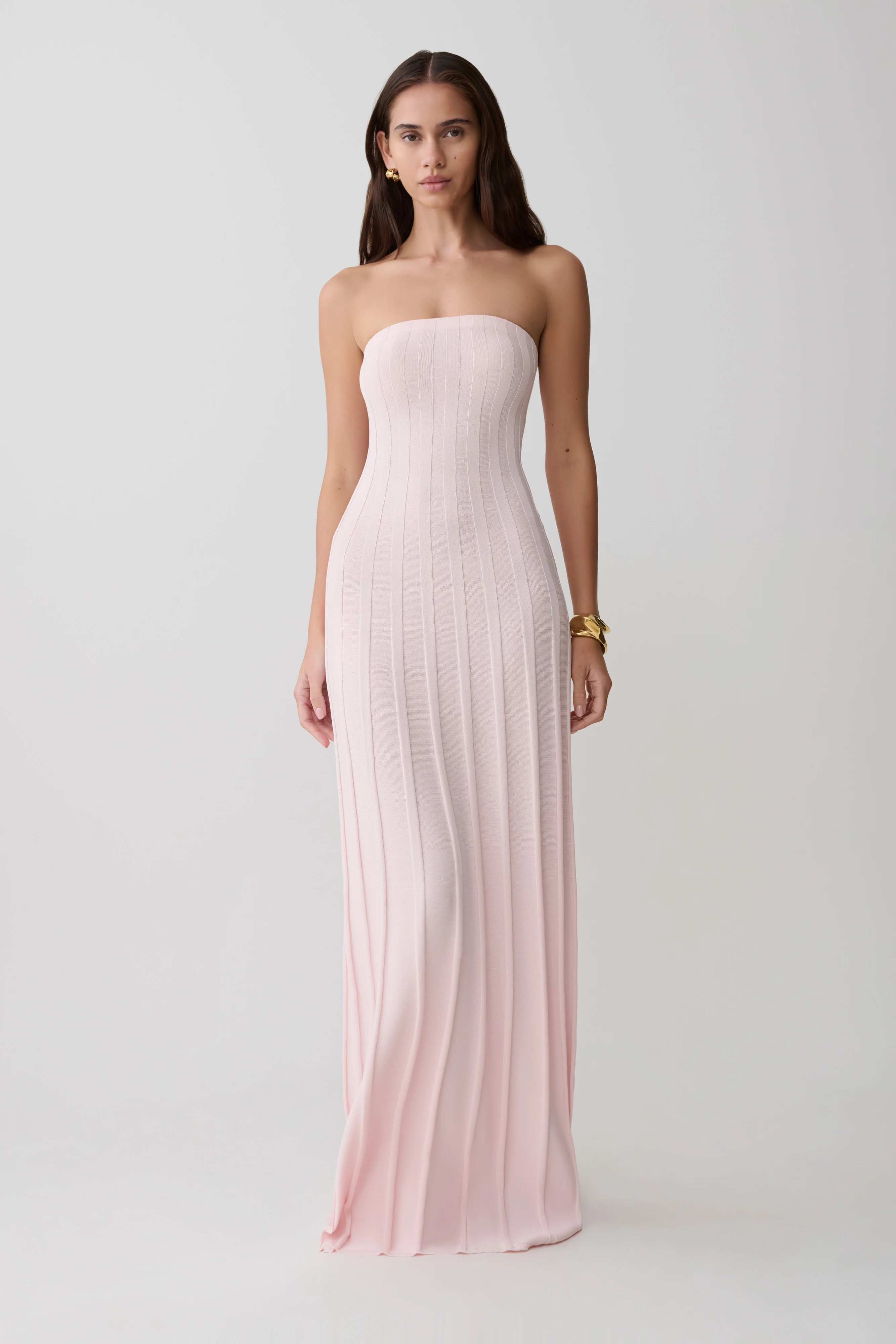 Pia Ribbed Strapless Maxi Dress - Baby Pink - Image 5