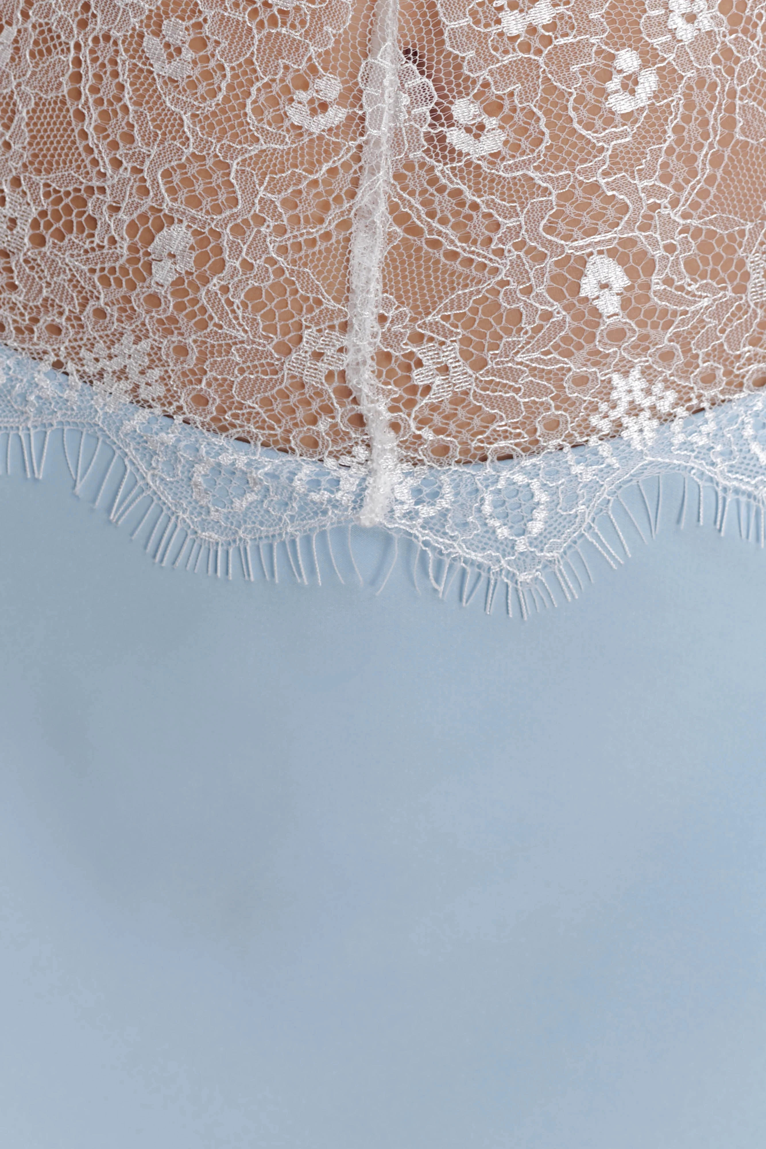 Pilar Strapless Satin And Lace Maxi Dress - Cornflower Blue - Image 3