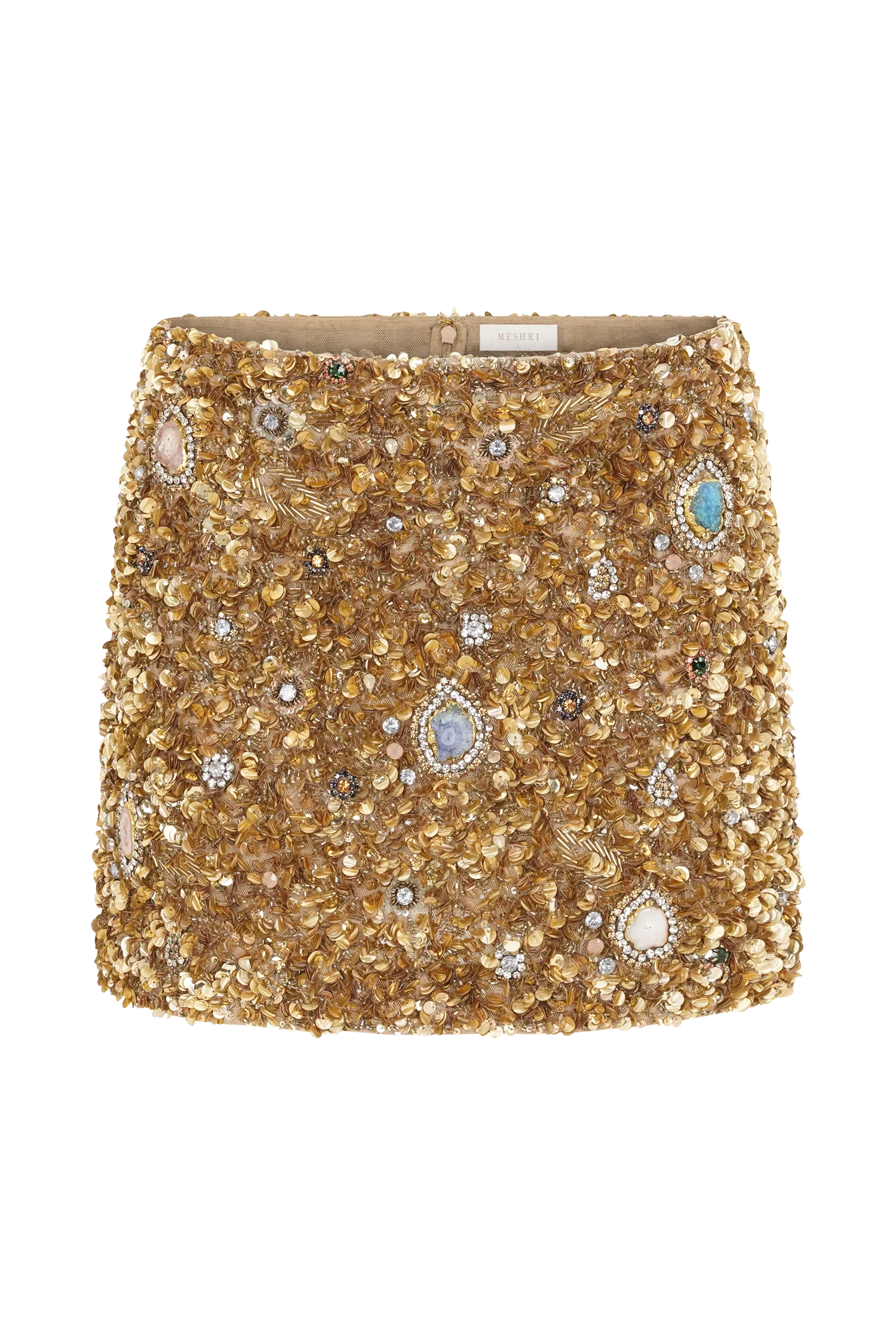 Porter Hand Beaded Mini Skirt - Gold - Image 12