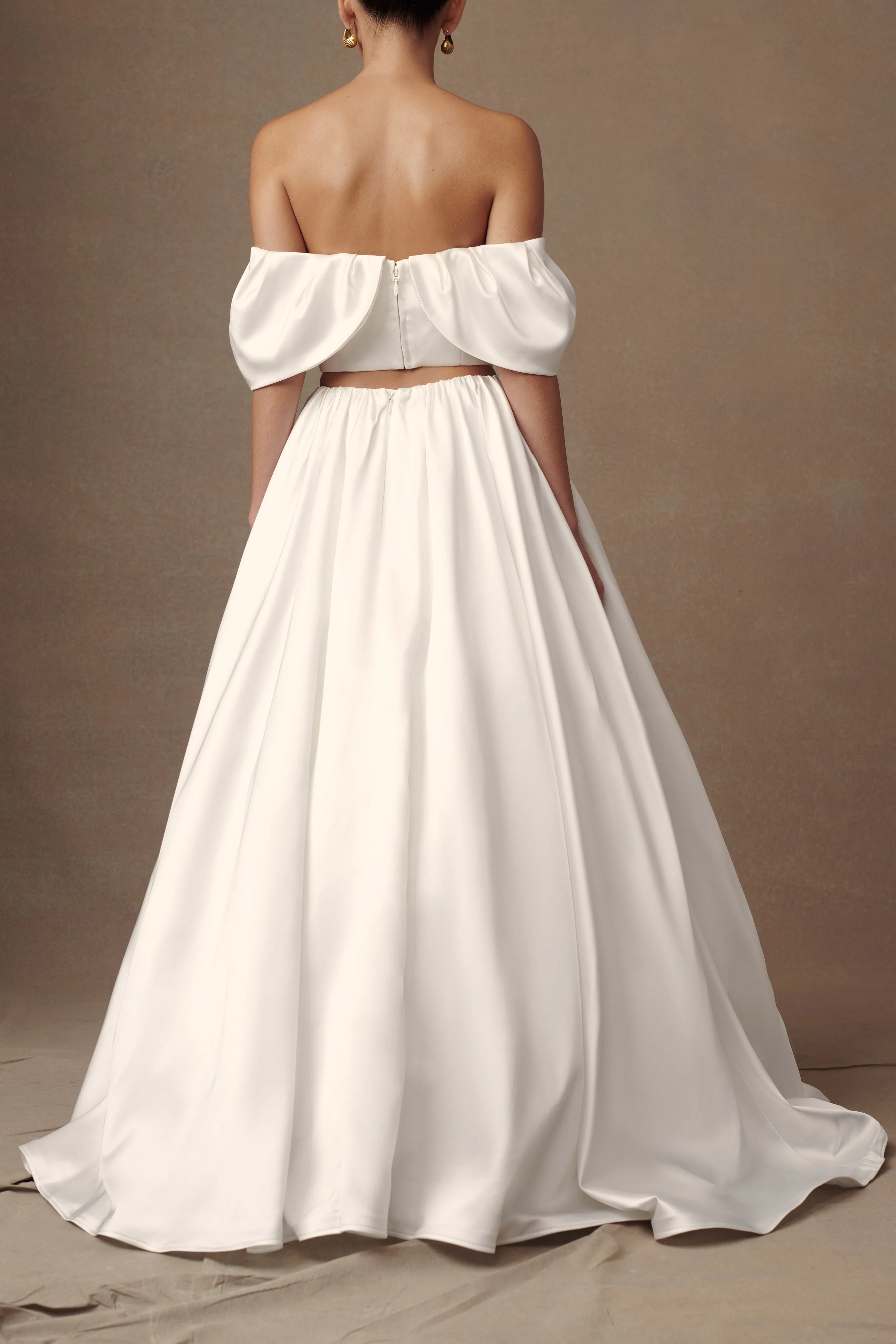 Portia Off Shoulder Satin Corset Top - White - Image 2