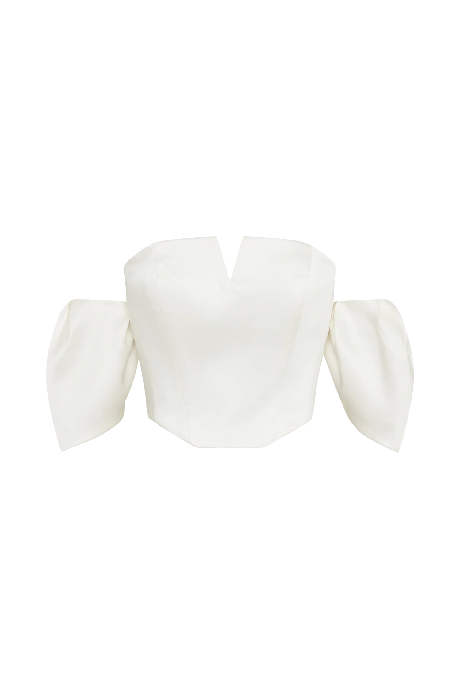 Portia Off Shoulder Satin Corset Top - White - Image 9