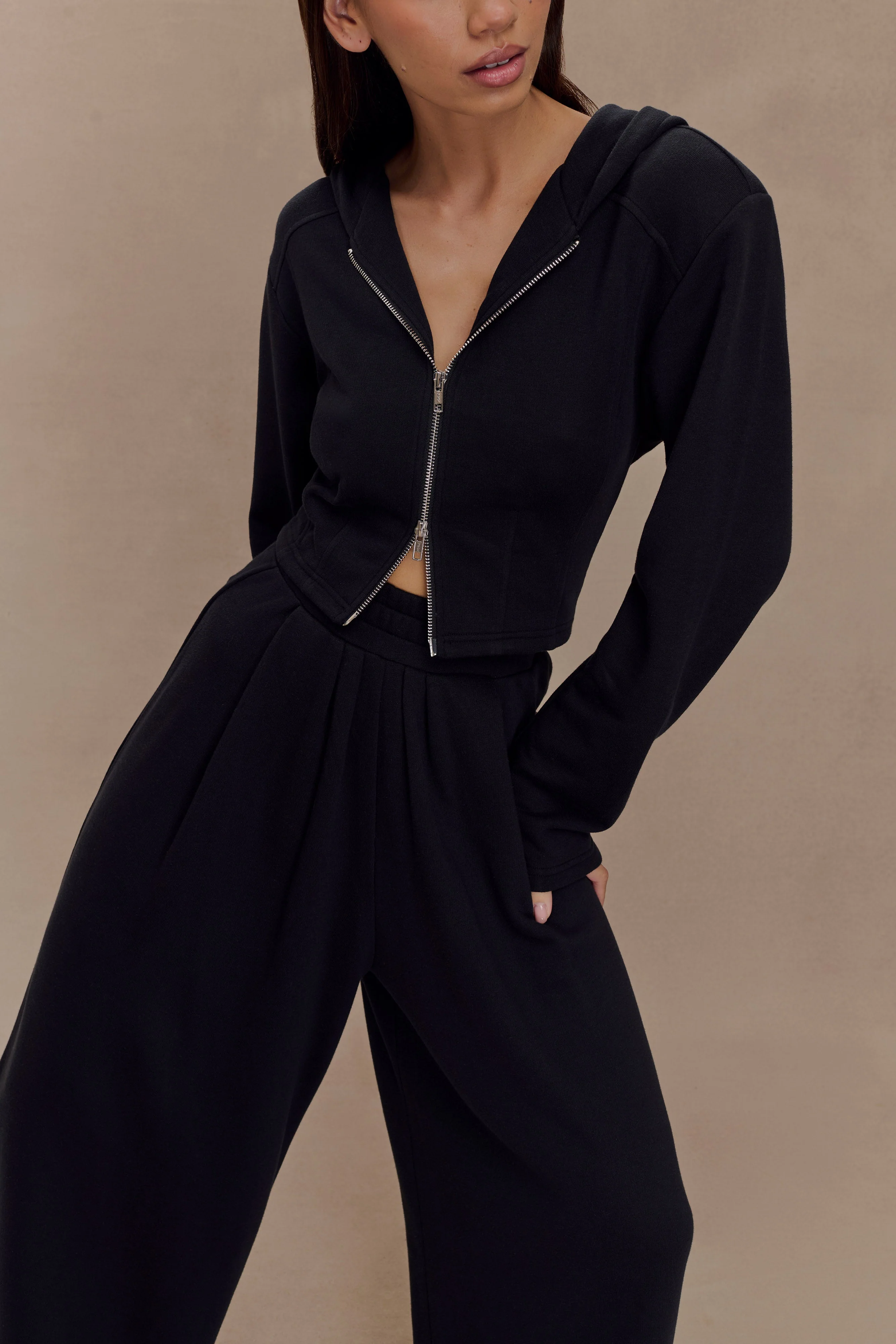 Quinn Zip Up Hoodie - Black - Image 3