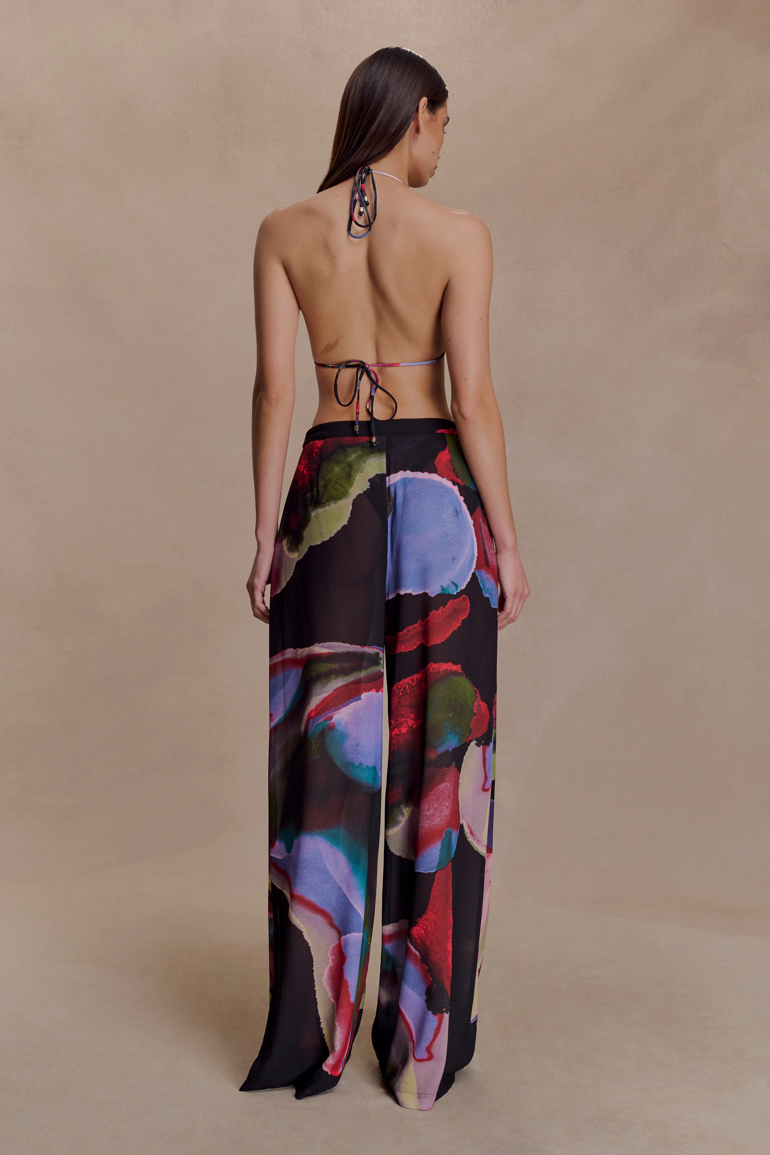 Rachel Chiffon Straight Leg Pants - Multi Fluid Reverie Print - Image 2
